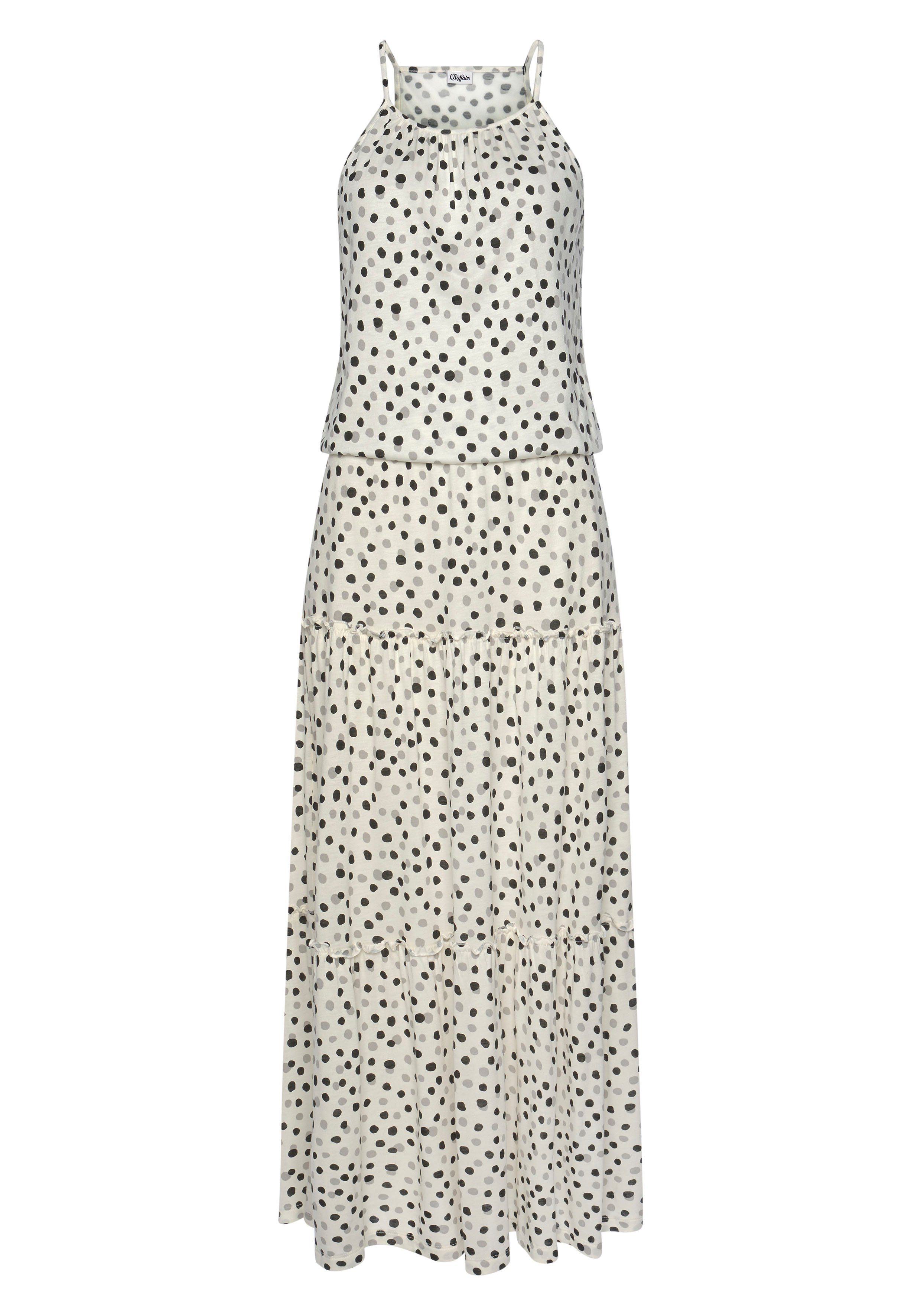 Buffalo Maxikleid mit Pünktchendruck, fließendes Sommerkleid, Jerseykleid