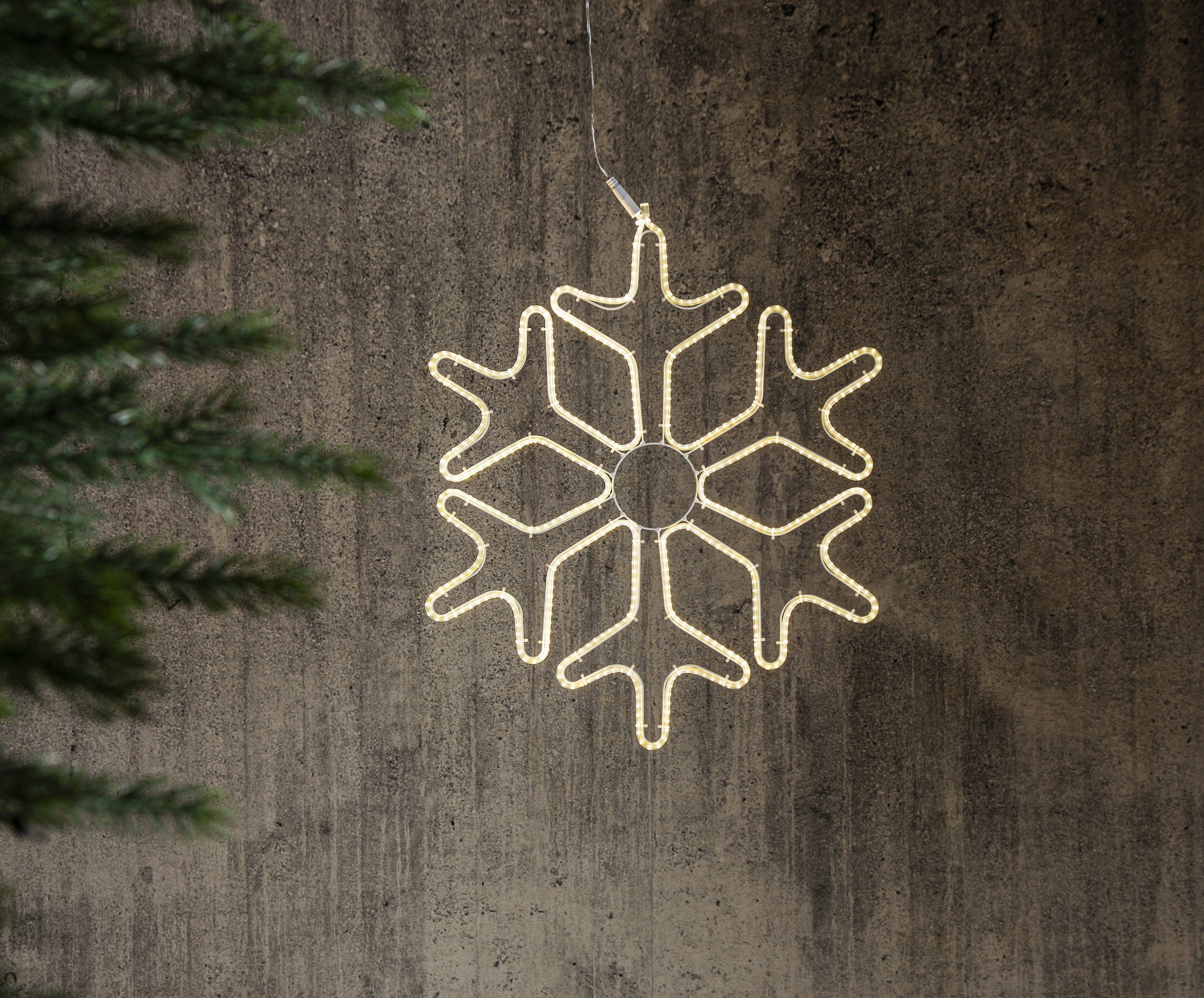 EGLO Dekoobjekt Tapesil, LED Fensterdeko Schneeflocke Weiß Warmweiß Weihnachtsdeko Hängend IP44
