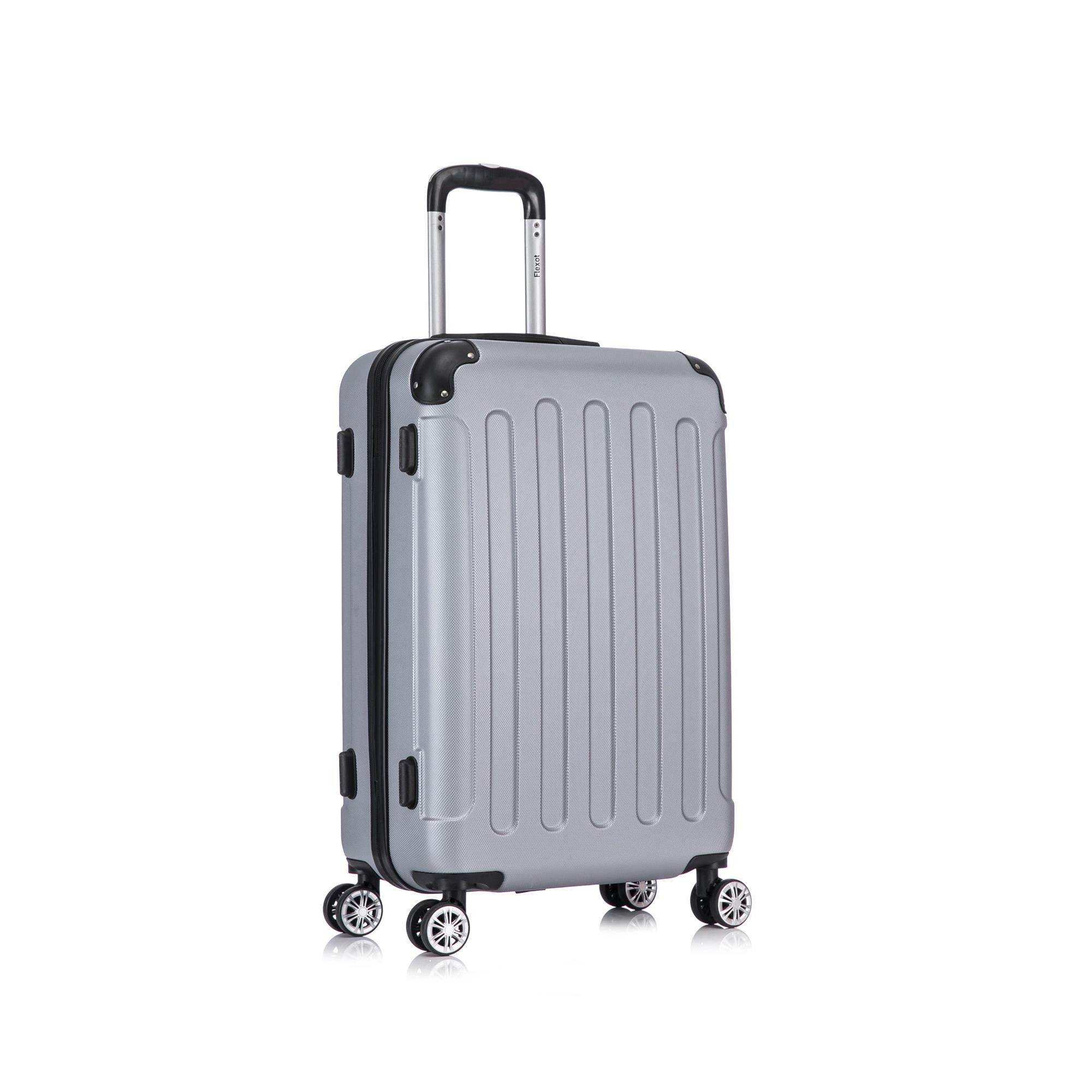 Flexot Hartschalen-Trolley F-2045 Kofferset, 360° Rollen, robuster Reisekoffer, Bordcase, 4 Rollen, Robuster und moderner Koffer mit vier 360° Rollen und Zahlenschloss