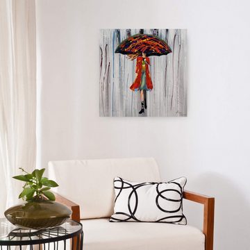 KUNSTLOFT Gemälde Alice im Regen 60x60 cm, Leinwandbild 100% HANDGEMALT Wandbild Wohnzimmer