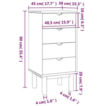 vidaXL Kommode Schubladenschrank OTTA Braun & Grau 45x39x90 cm Massivholz (1 St)