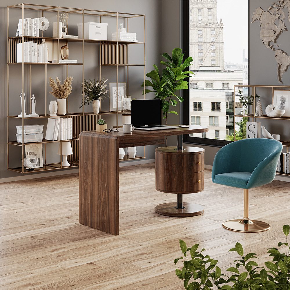 Vicco Schreibtisch Lara, Eiche rustikal, 120 x 50 cm mit 2 Schubladen