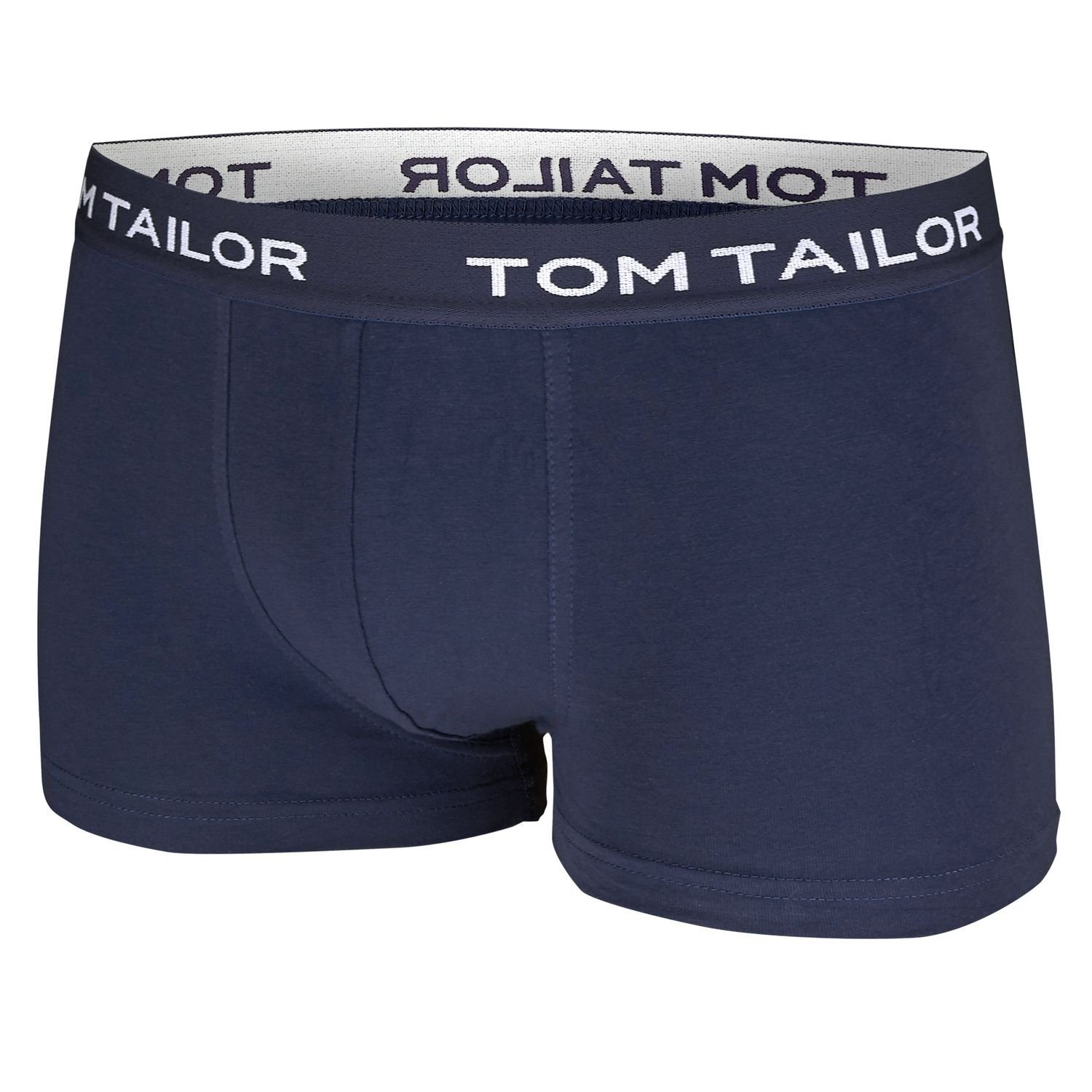 TOM TAILOR Boxershorts (3-St) mit Bein navy Bund im Pack farbiger kürzerem / 3er