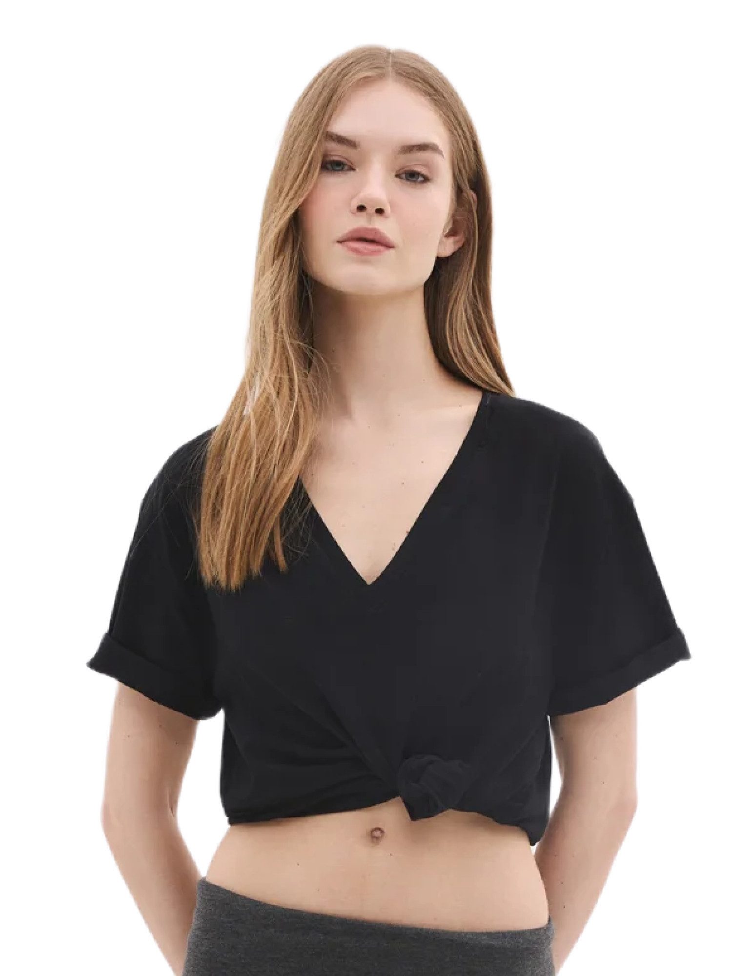 No Matter What T-Shirt Kurzarm-T-Shirt mit V-Ausschnitt