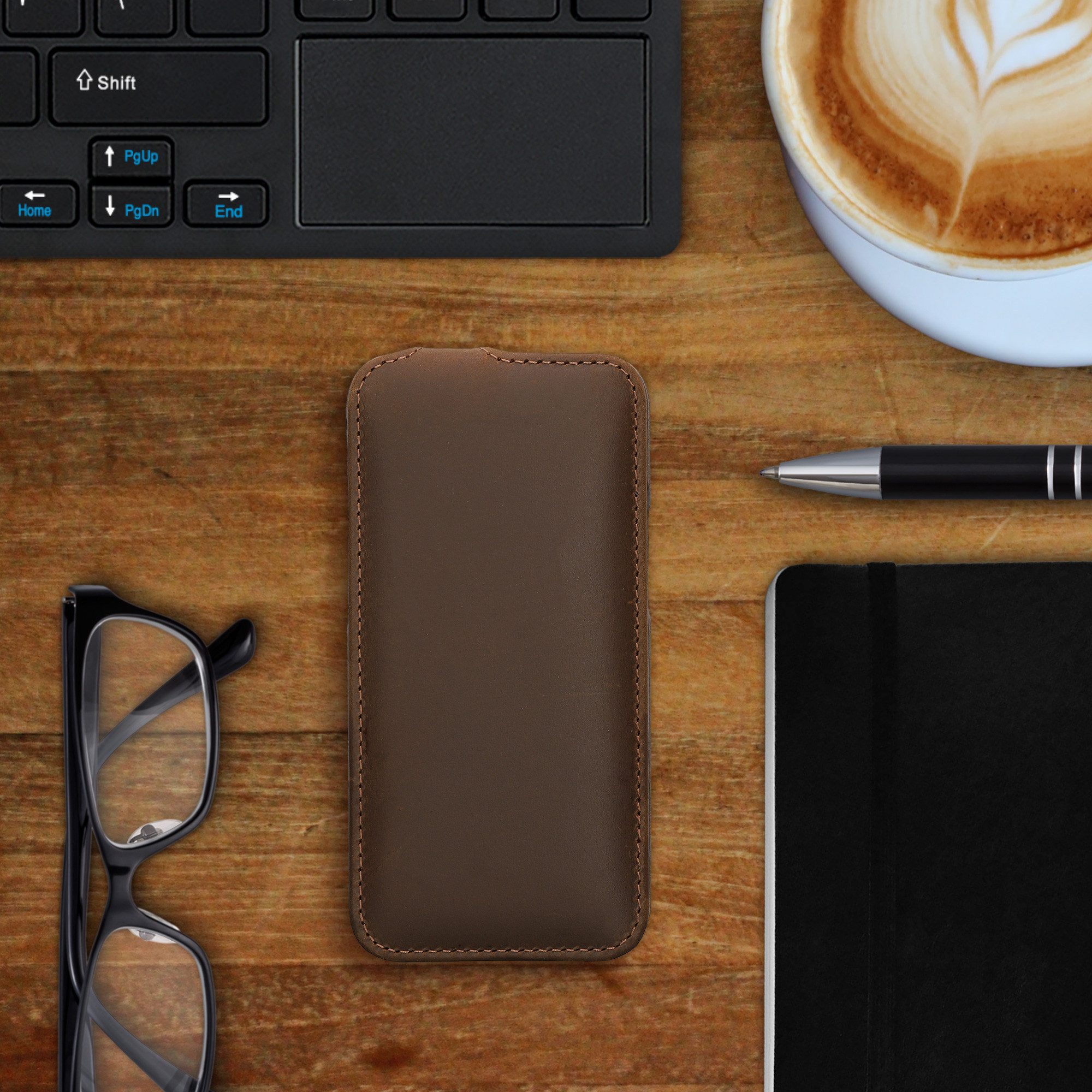 kalibri Handyhülle Flip-Hülle Ultra Slim Tasche für Apple iPhone 13 mini, Leder Schutzhülle Case