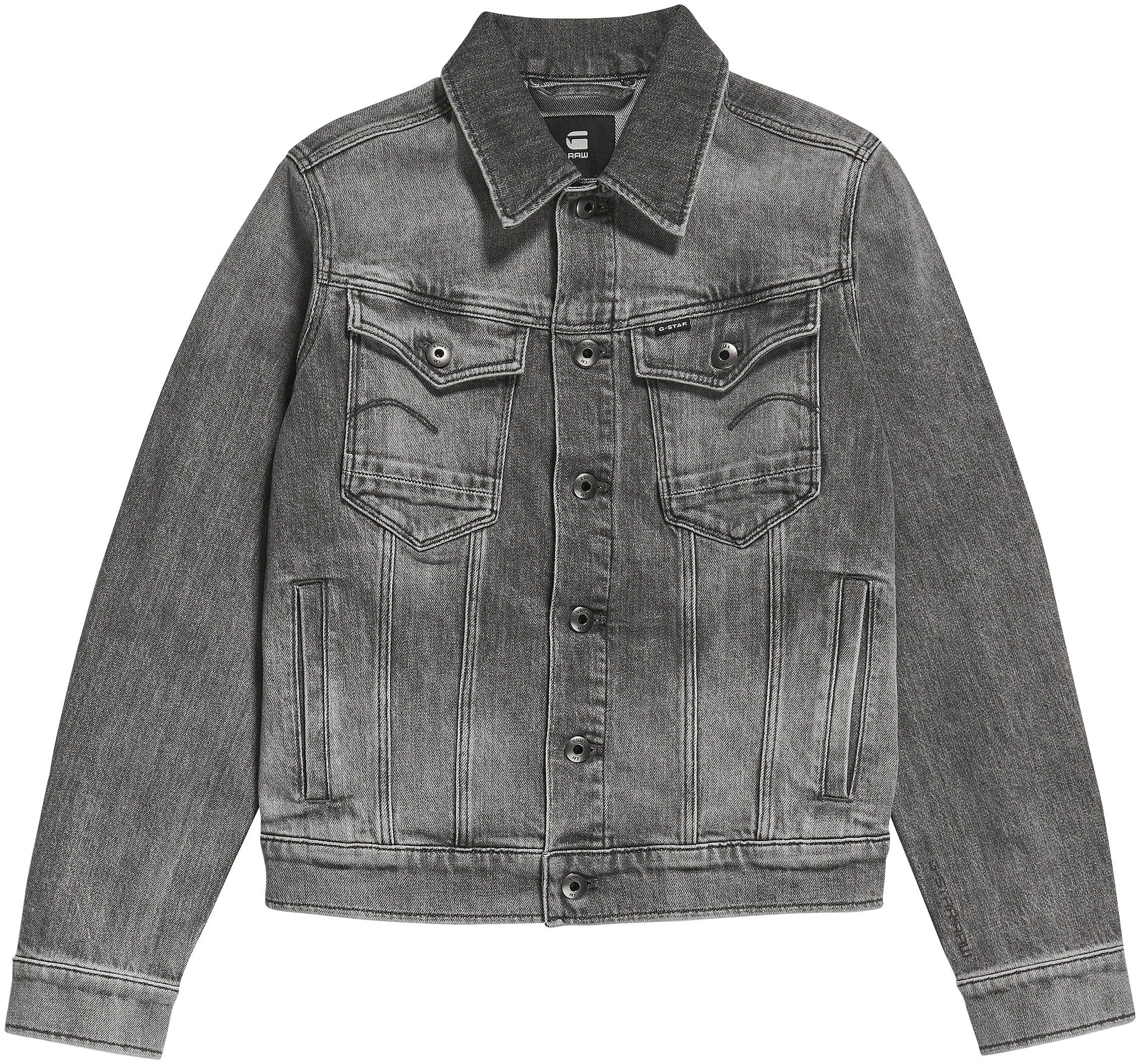 G-Star RAW mit Pattentaschen faded aufgesetzten Arc Ösenknöpfen Jeansjacke jacket mit carbon 3D