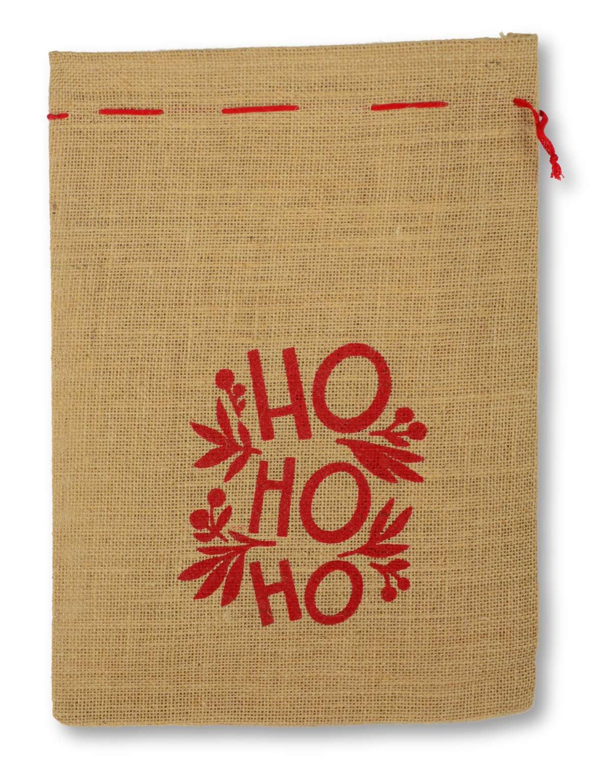Kostüm Jutesack 'HoHoHo', 25x35 cm, natur/rot, Nikolau
