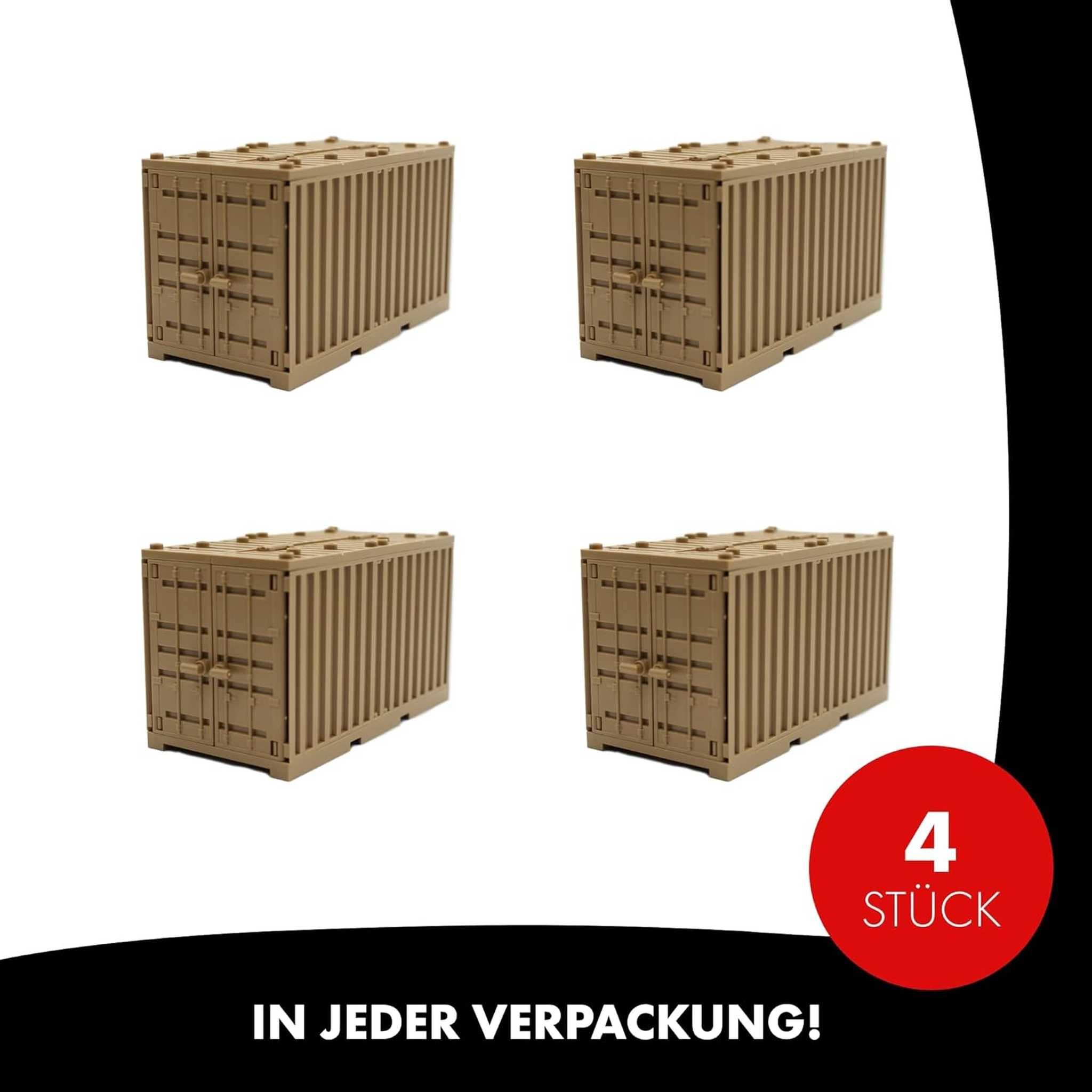 Lonestar-Bricks LONESTAR Klemmbausteine I 4er Set Schiffs-Container I Sand Spielbausteine