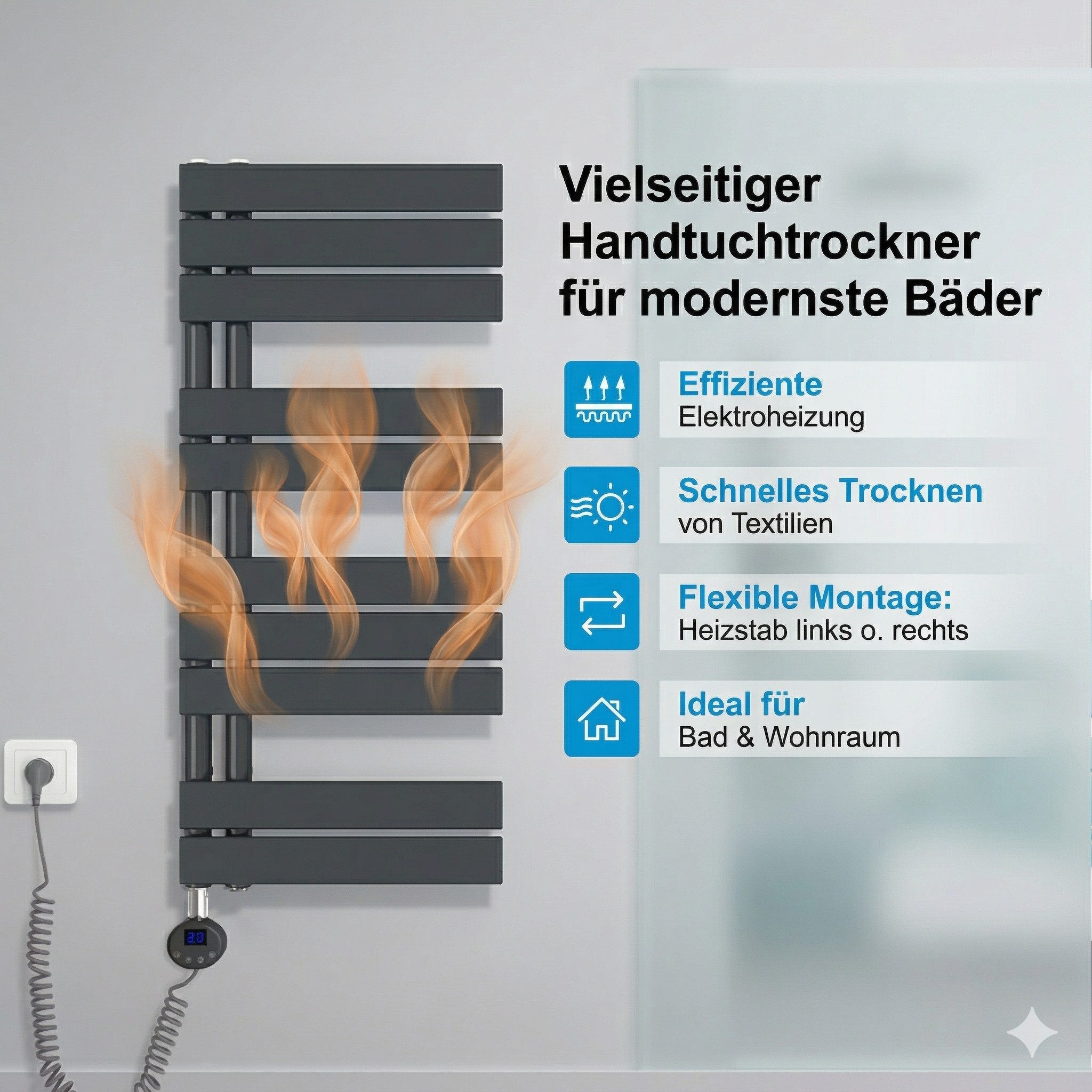 MEYKOERS Elektrischer Badheizkörper Elektrischer Badheizkörper mit Thermost günstig online kaufen