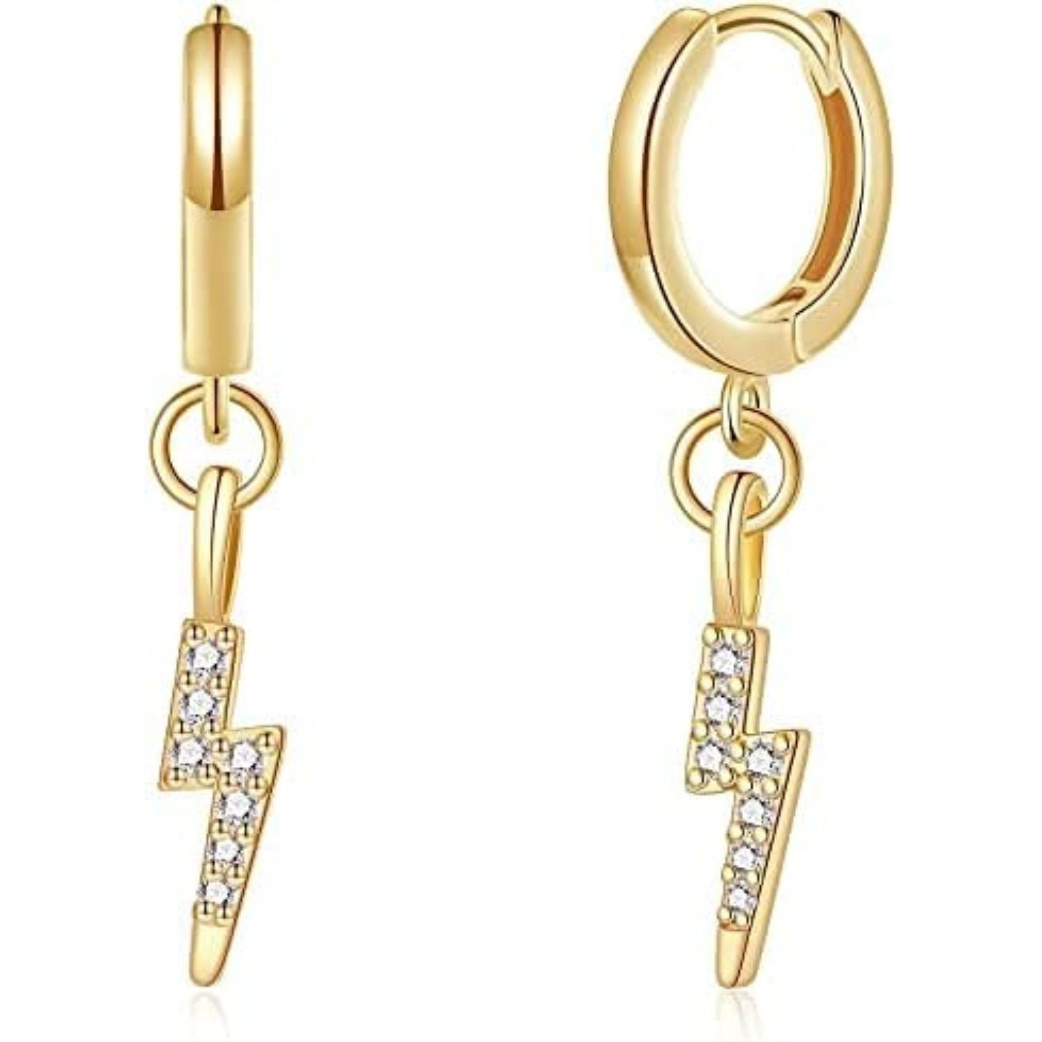 Lisandra Scott Ohrhänger-Set 925 Sterling Silber Creolen Blitz 14K vergoldet I Ohrringe Damen, Zeitlos, glänzend, bedeutungsvoll – Deine Creolen für jeden Moment