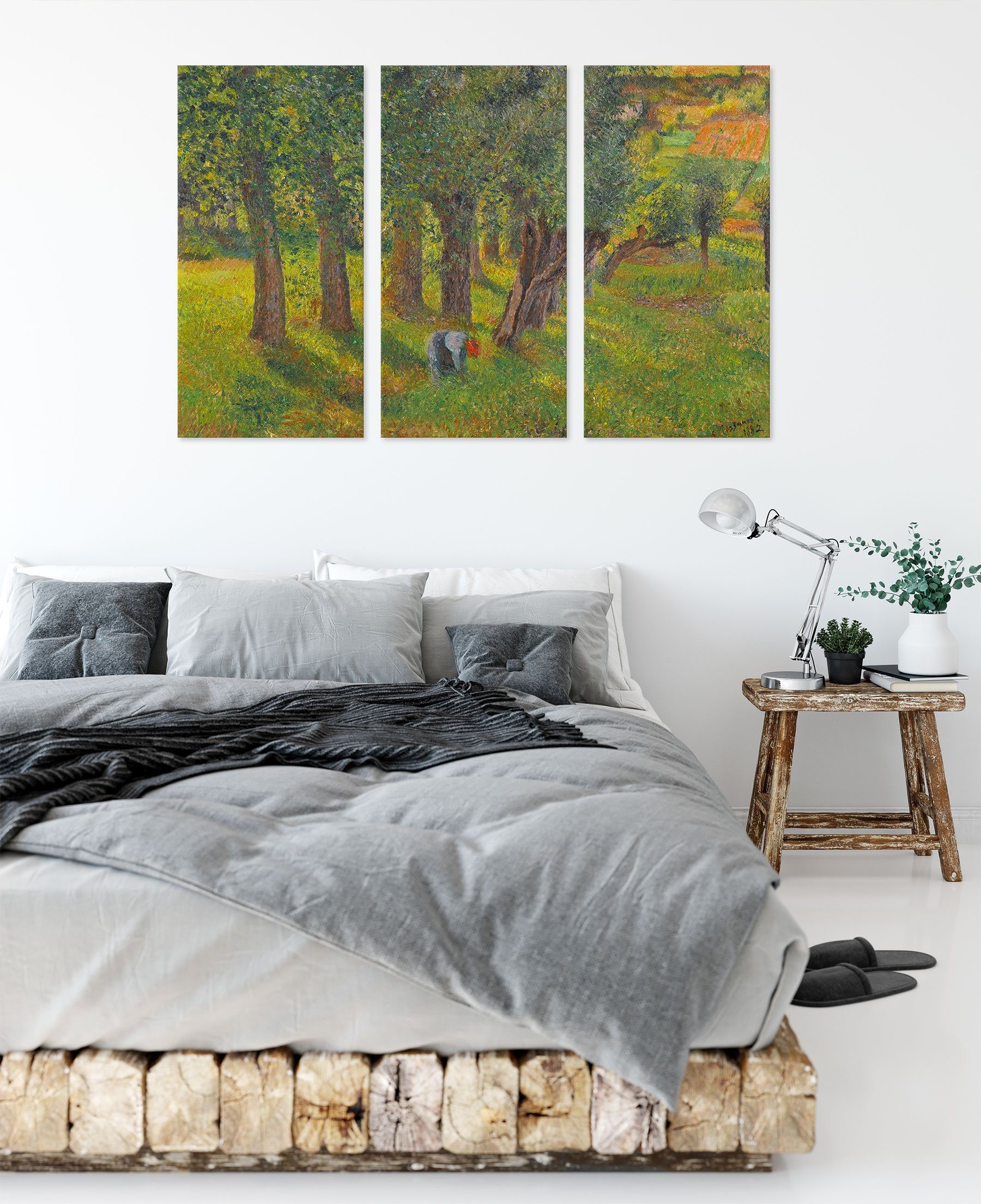 Pixxprint Leinwandbild Camille Pissarro - LE CHOU À PONTOISE, Camille Pissarro - LE CHOU À PONTOISE 3Teiler (120x80) (1 St), Leinwandbild fertig bespannt, inkl. Zackenaufhänger