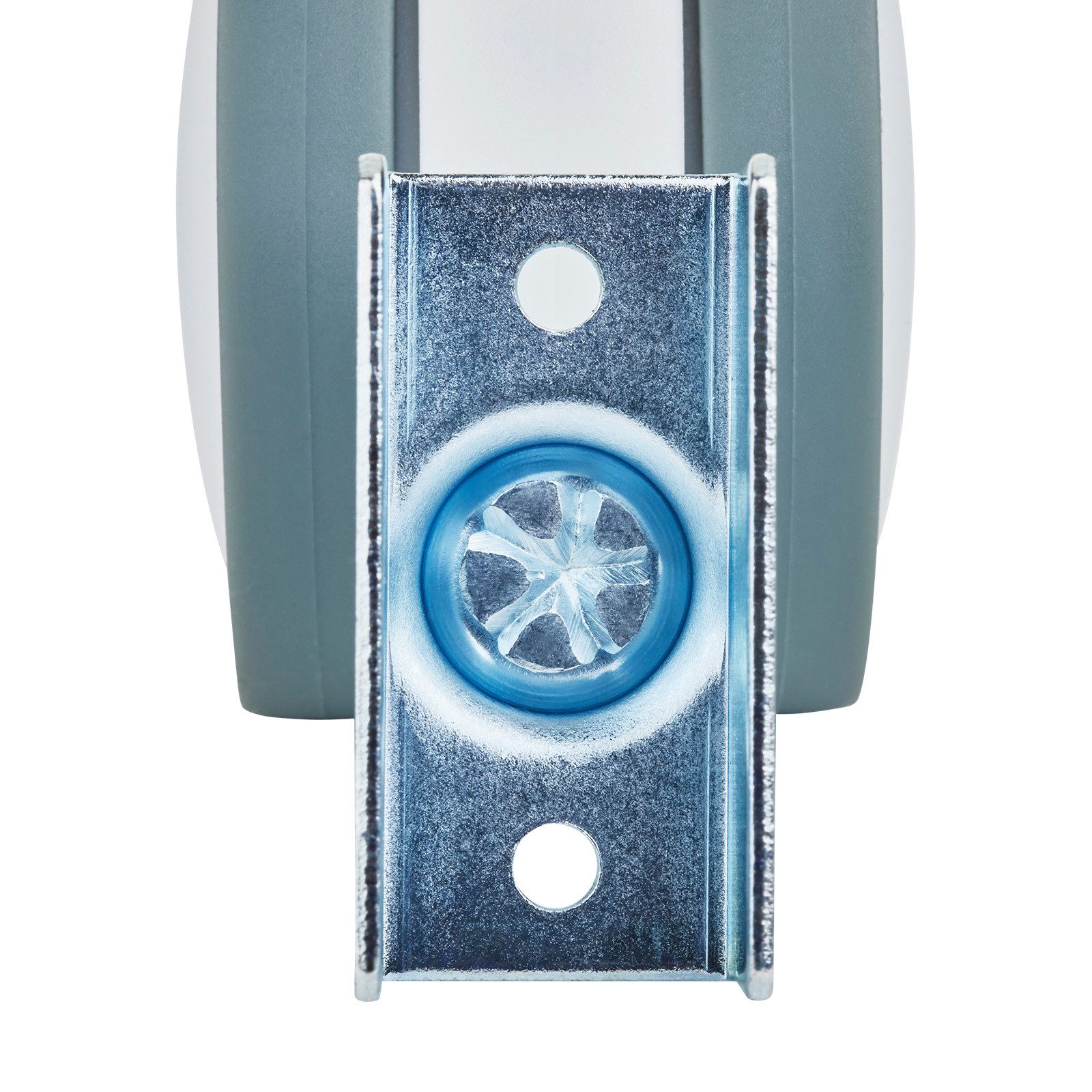 SO-TECH® Möbelrolle Hamm Ø 63 mm, Höhe 74,5 mm, U-Profil für 19 mm Wandstärke, belastbar bis 35 kg je Rolle, weiß/grau, 1 Stück