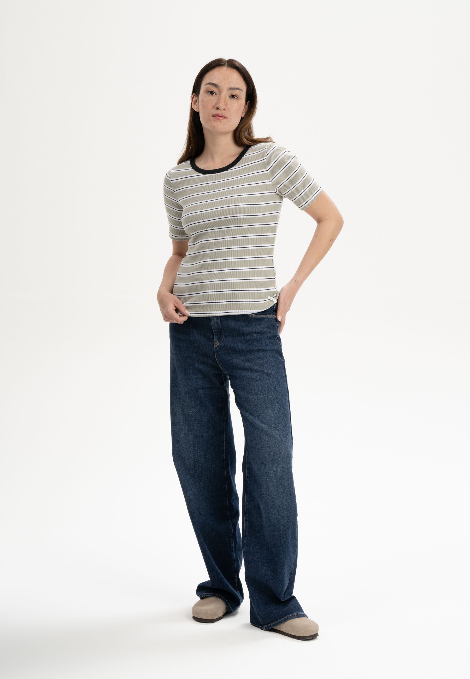MELA Kurzarmshirt Ripp T-Shirt Style JASLEEN Kurze Ärmel