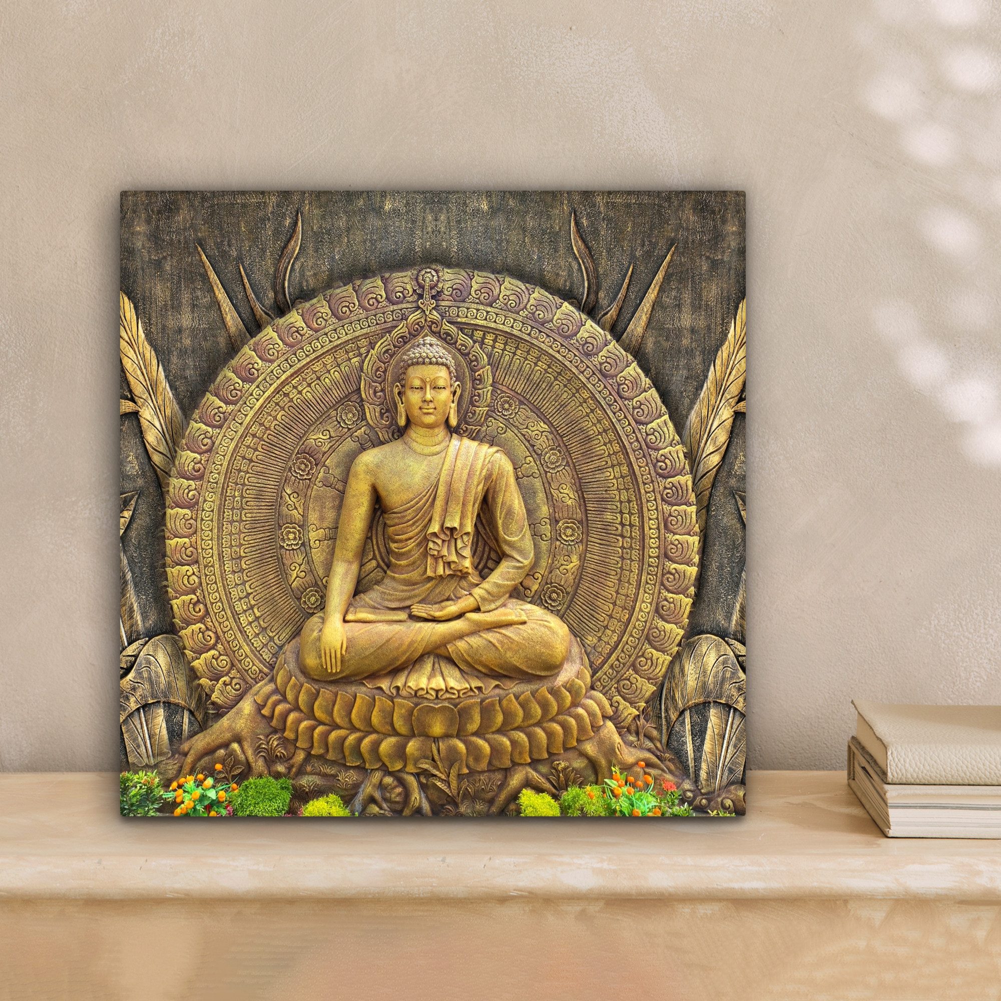 OneMillionCanvasses® Leinwandbild Gold - Buddha-Statue - günstig online kaufen