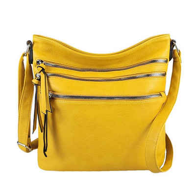 ITALYSHOP24 Schultertasche Damen Tasche Shopper Crossbody, als Handtasche, Umhängetasche, Shopper tragbar
