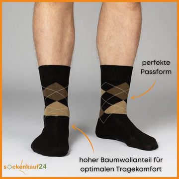 sockenkauf24 Basicsocken 6 Paar Damen & Herren Socken Kariert Karo Baumwolle (6-Paar, 47-50) mit Komfortbund ohne Naht - 25349 WP