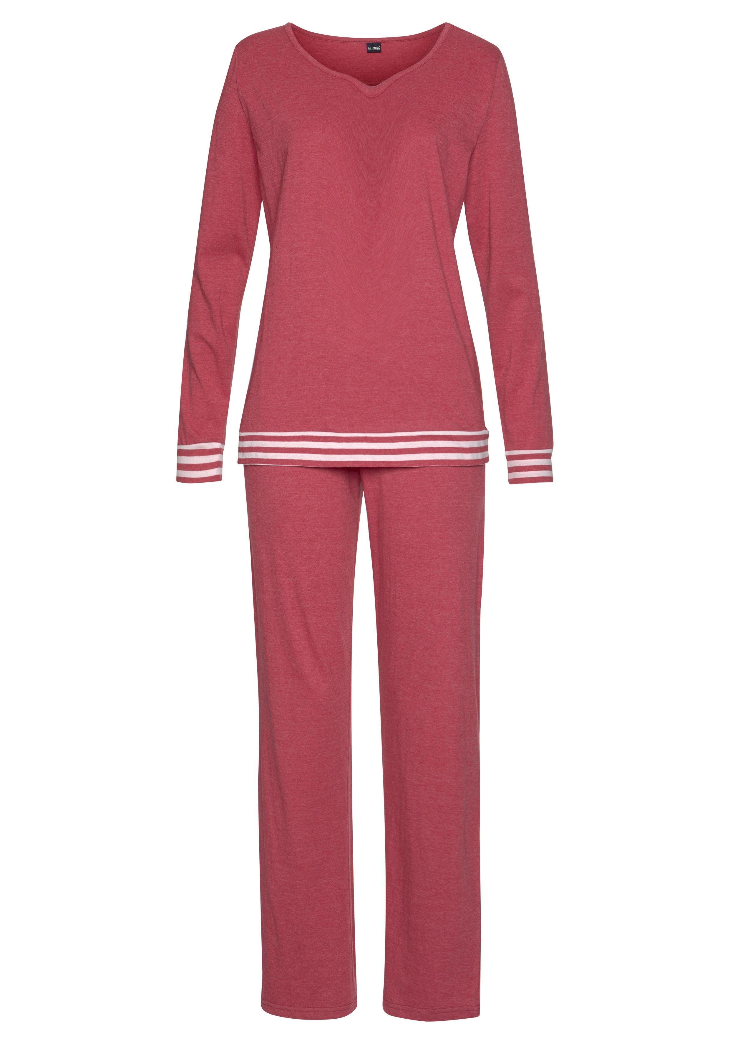Arizona Pyjama (2 tlg., 2-teilig) mit gestreiften Bündchen günstig online kaufen