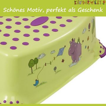 KiNDERWELT Tritthocker Premium Tritthocker Hippo grün stabiler Hocker für Kinder