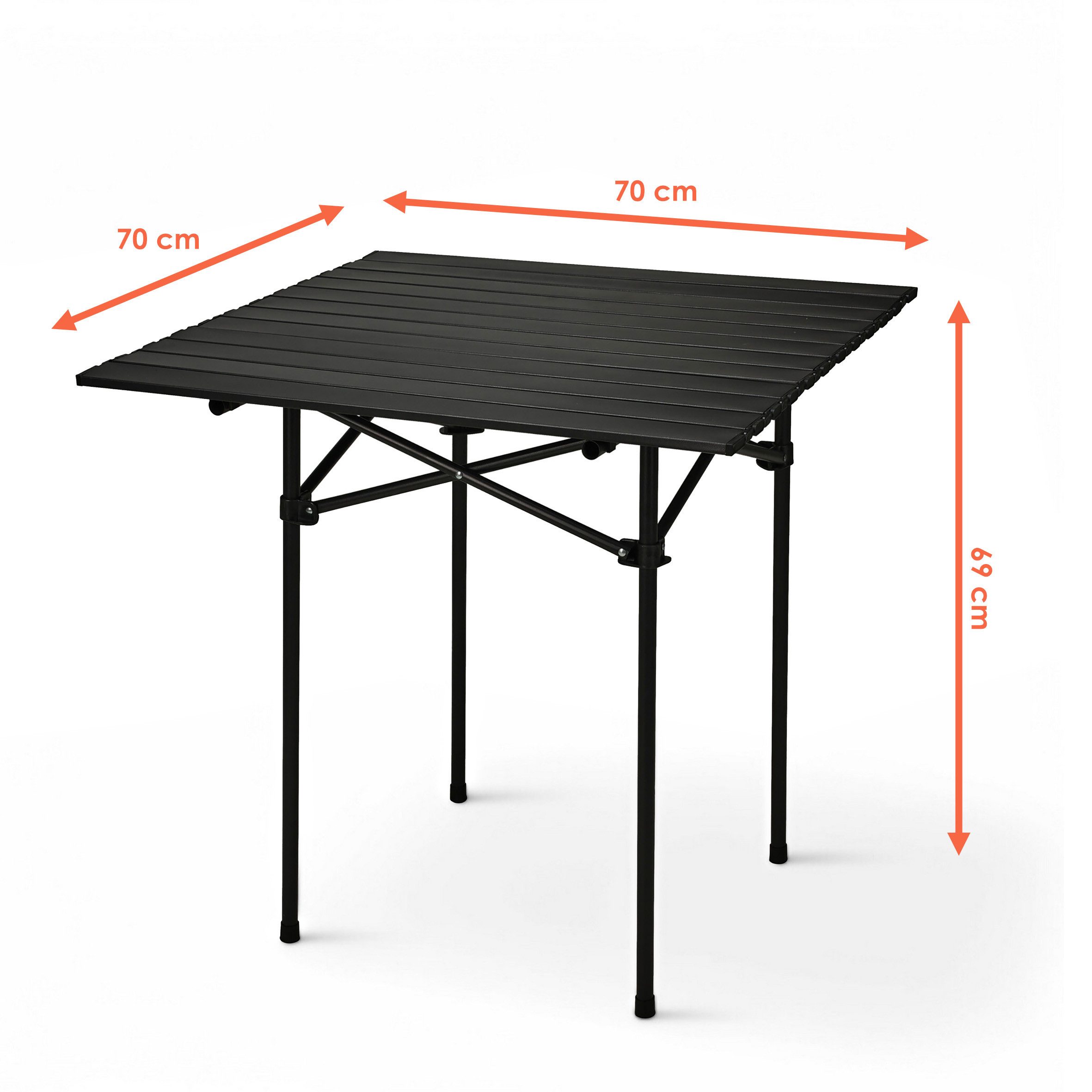 Spetebo Campingtisch Klapptisch schwarz mit Tragetasche - mit einrollbarer Tischplatte (Anzahl, 1-St., Stück), platzsparend verstaubar – Bild 2 von 5