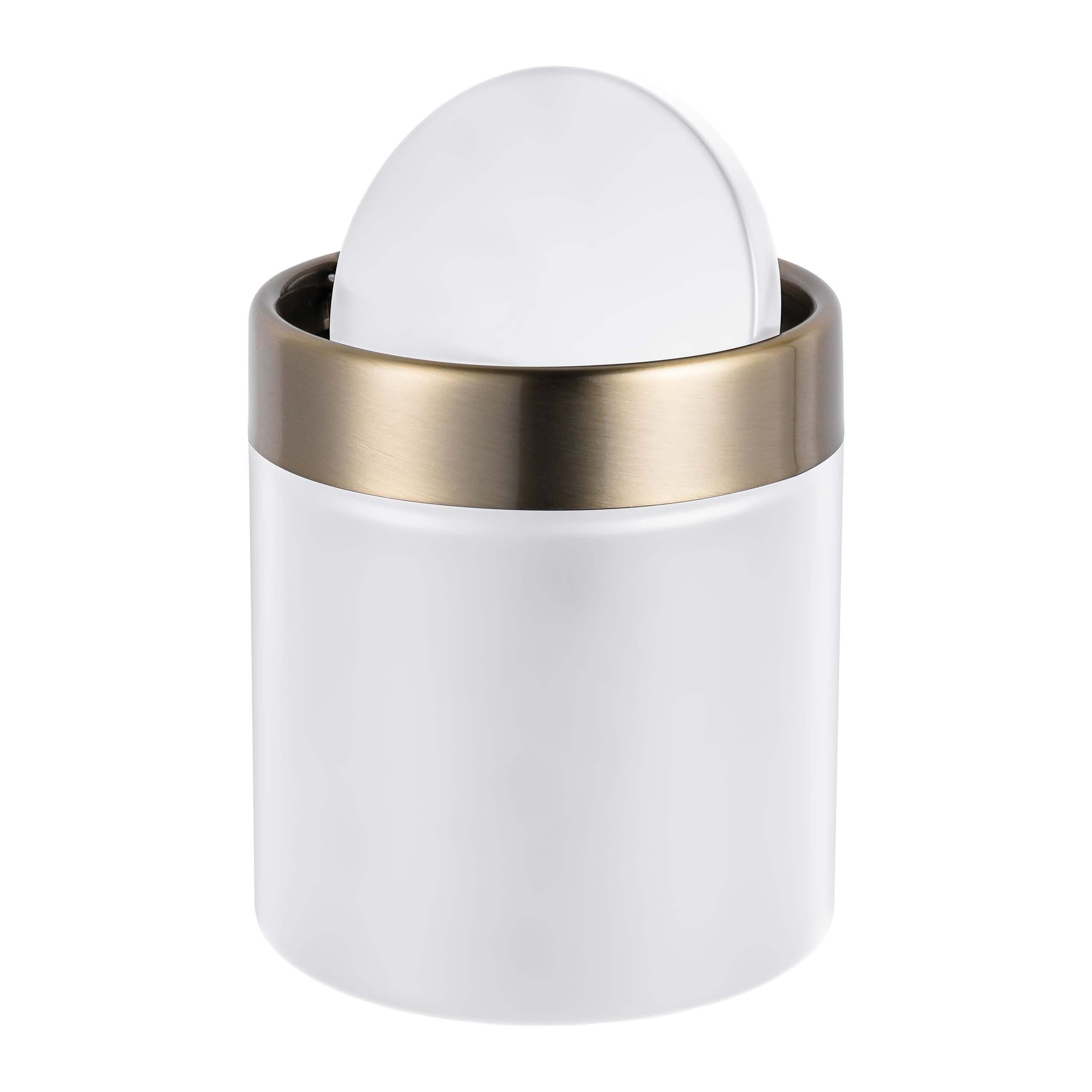 relaxdays Kosmetikeimer Mini Tischmülleimer 1,5 Liter, weiß