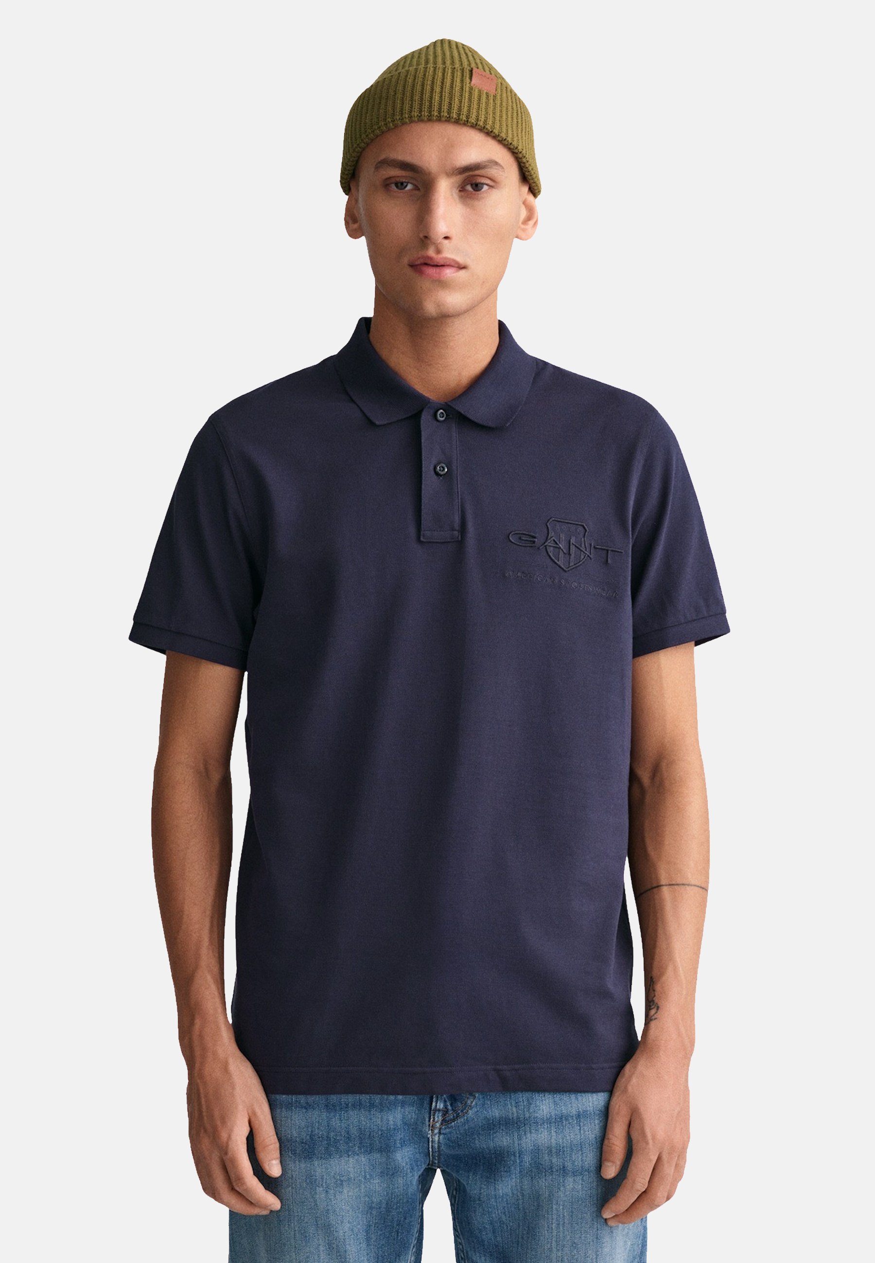 Reg Tonal (1-tlg) Poloshirt Shield Gant dunkelblau Poloshirt Kurzarmshirt