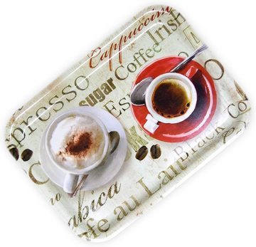 Lashuma Tablett Espresso, (1-tlg), Deko Teetablett aus Melamin beige 31x23 cm