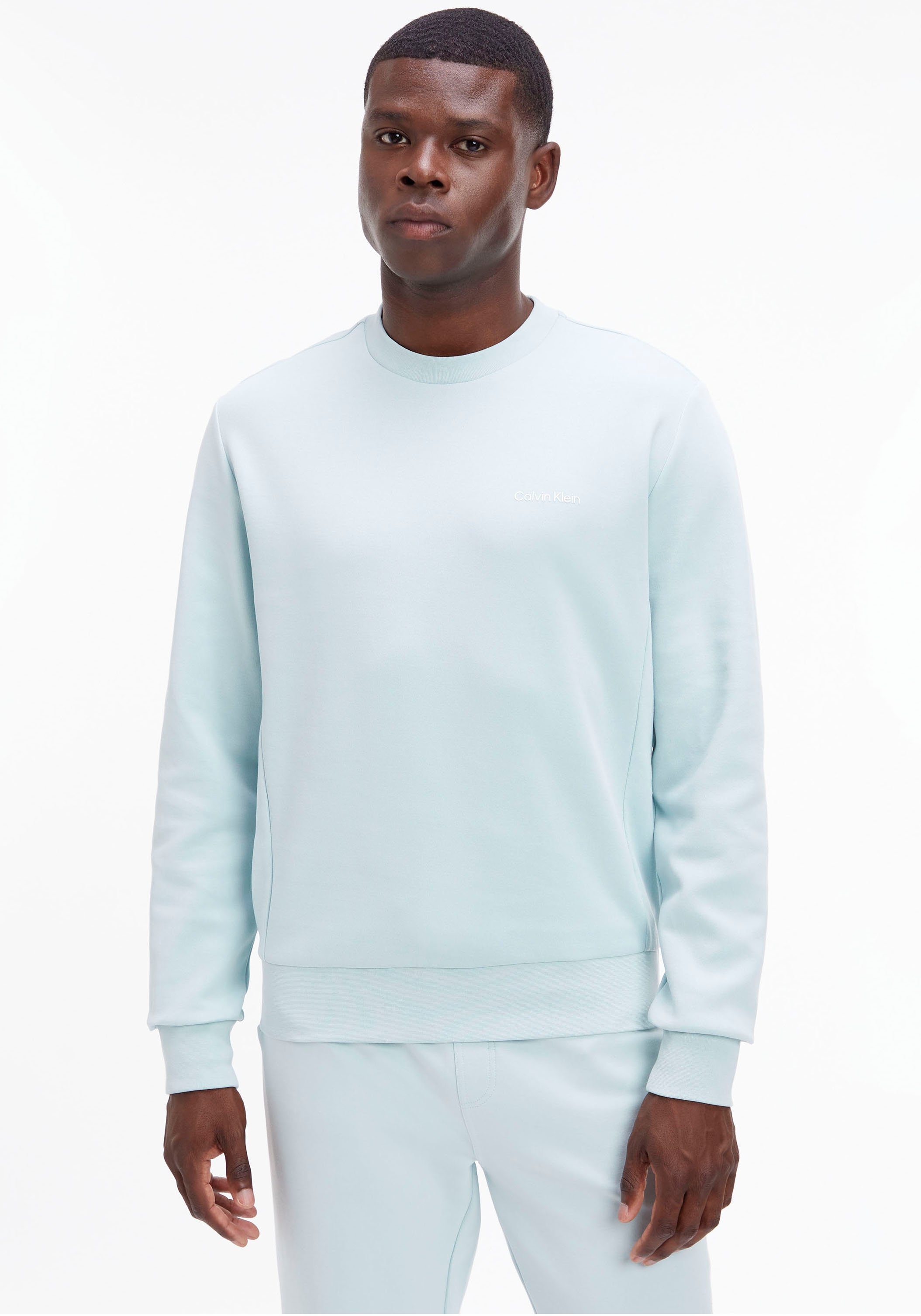 Calvin Klein Sweatshirt MICRO LOGO REPREVE SWEATSHIRT mit halsnahmen Rundhalsausschnitt ghost green