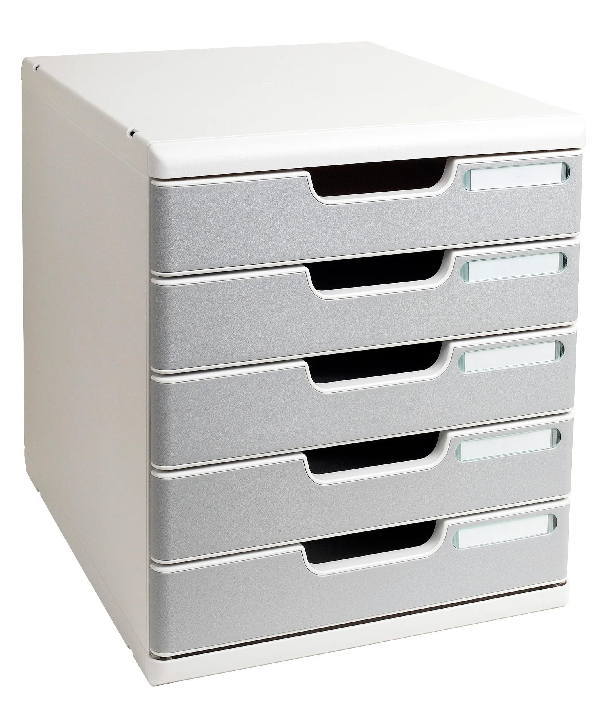 EXACOMPTA Schubladenbox Modulo A4, 5 geschlossene Schubladen, Office - Steingrau - 301041D, Boxen modulierbar