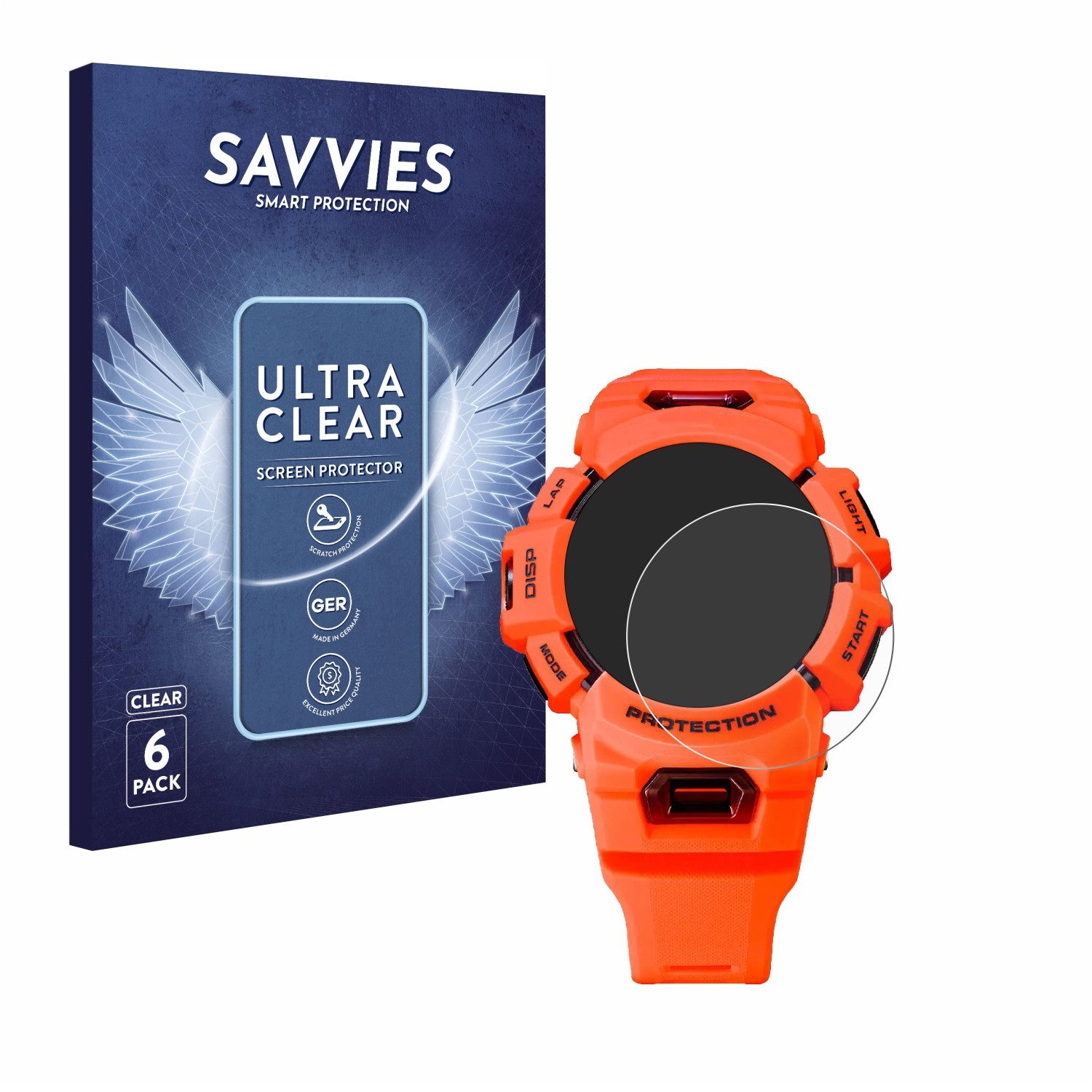 Savvies Displayschutzfolie Schutzfolie für Casio G-Shock GBA-900, 6 Stück, Displayschutz Schutz Folie Klar Transparent
