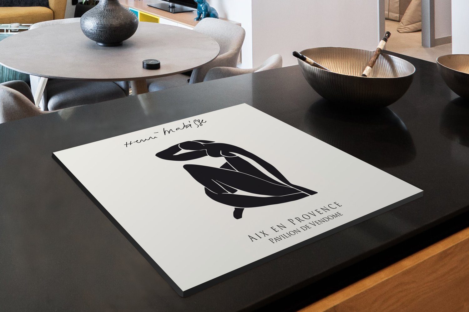 MuchoWow Herdblende-/Abdeckplatte Frau - Abstrakt (1 Vinyl, Ceranfeldabdeckung cm, 60x52 Schwarz Arbeitsfläche Henri Matisse, Mobile tlg), - nutzbar, 