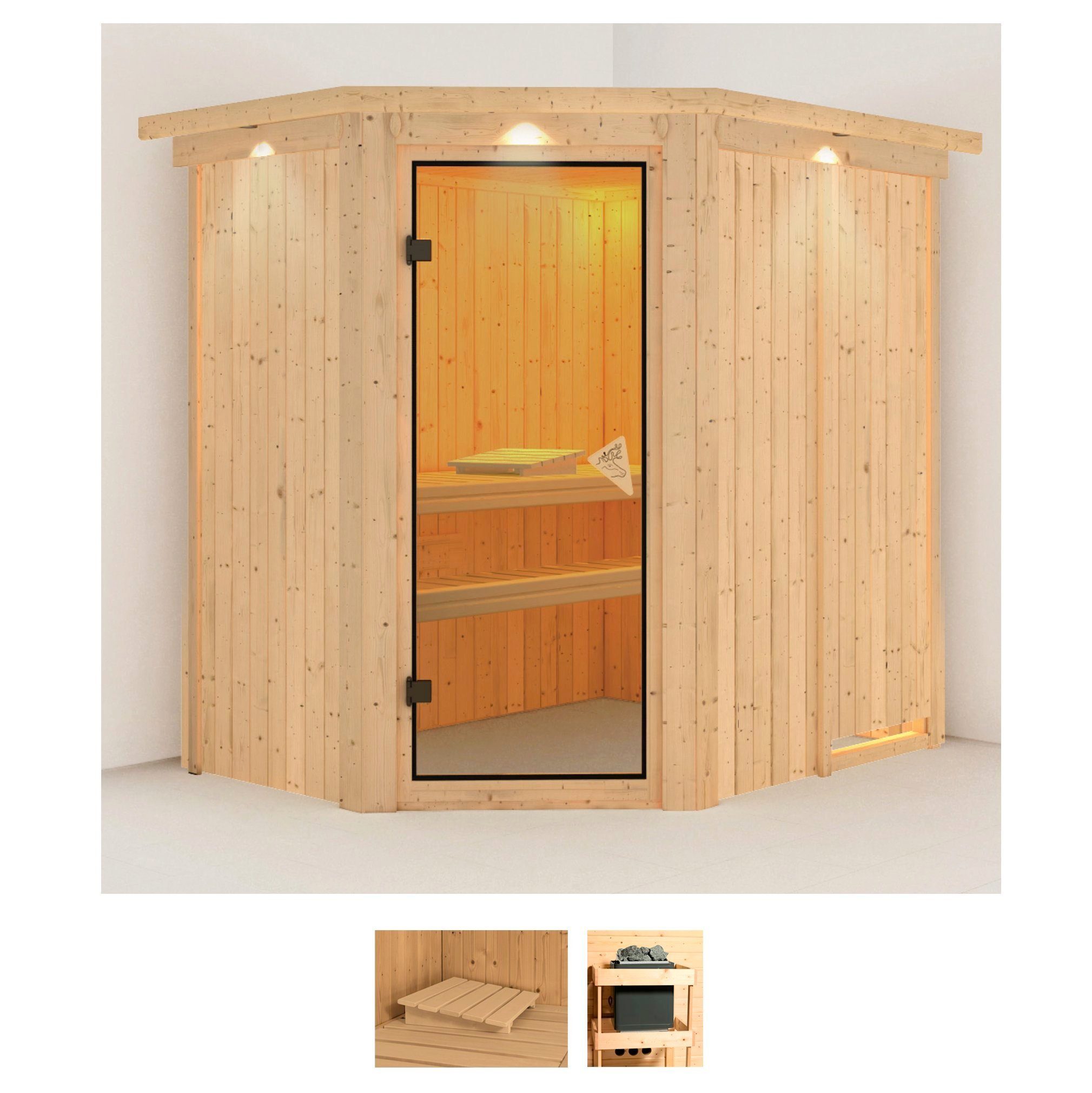 Karibu Sauna Swantje, BxTxH: 165 x 210 x 202 cm, 68 mm, (Set) ohne Ofen