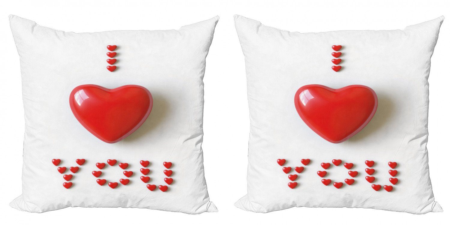 Kissenbezüge Modern Accent Doppelseitiger Digitaldruck, Abakuhaus (2 Stück), Ich liebe dich Herz 3D Letters
