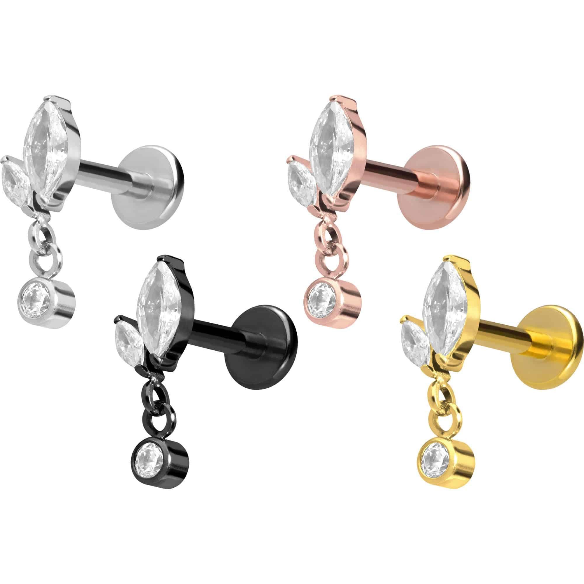 PIERCINGLINE Piercing-Set Titan Labret mit Innengewinde KNOSPE + KRISTALL ( günstig online kaufen