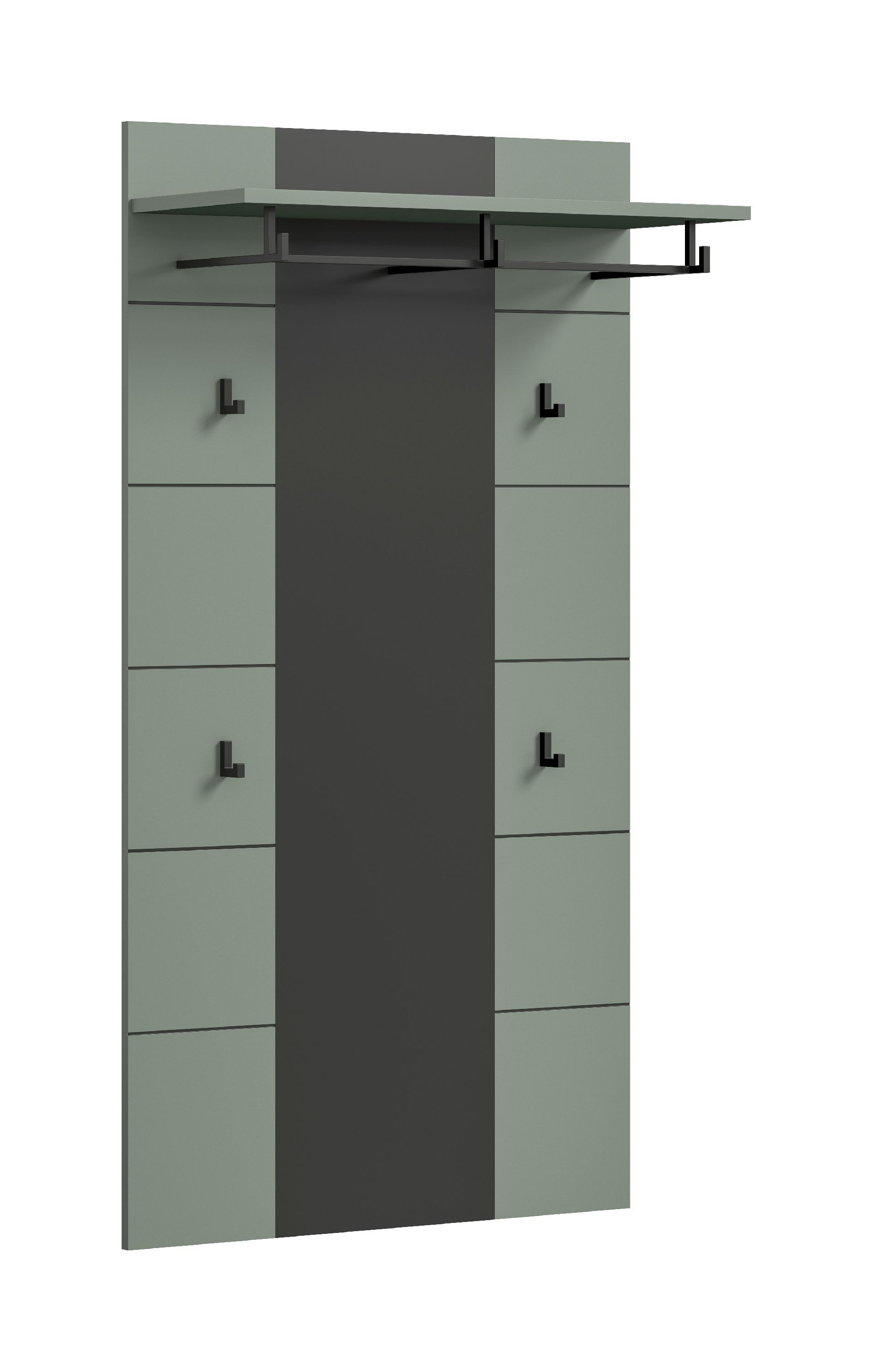 xonox.home Garderobenpaneel, Basalt grau/Smoke Green Melamin beschichtet 141x80x29 cm