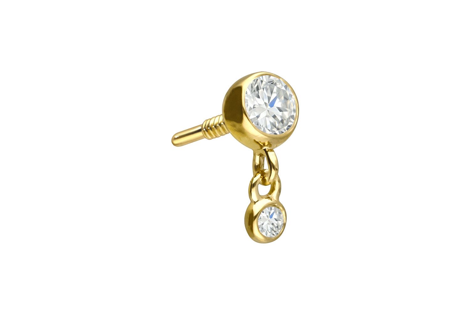 PIERCINGLINE Piercing-Set 18 Karat Gold Schraubaufsatz mit Außengewinde 2 DIAMANTEN (Schraub-Aufsätze, 1-tlg)