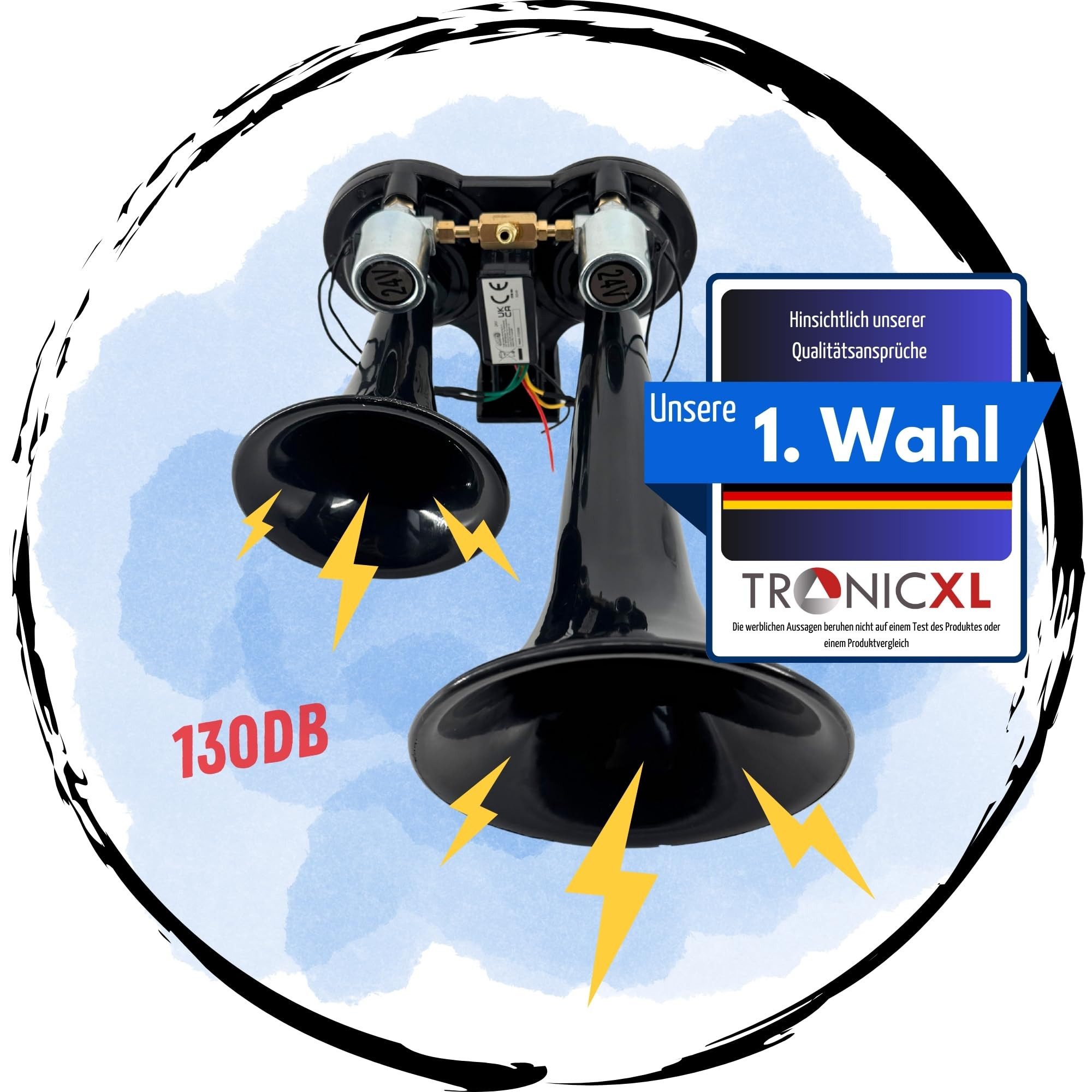 Luft Horn LKW 24V Drucklufthorn E9 Zulassung TGV AIR HORN Signalhorn KFZ-Adapter
