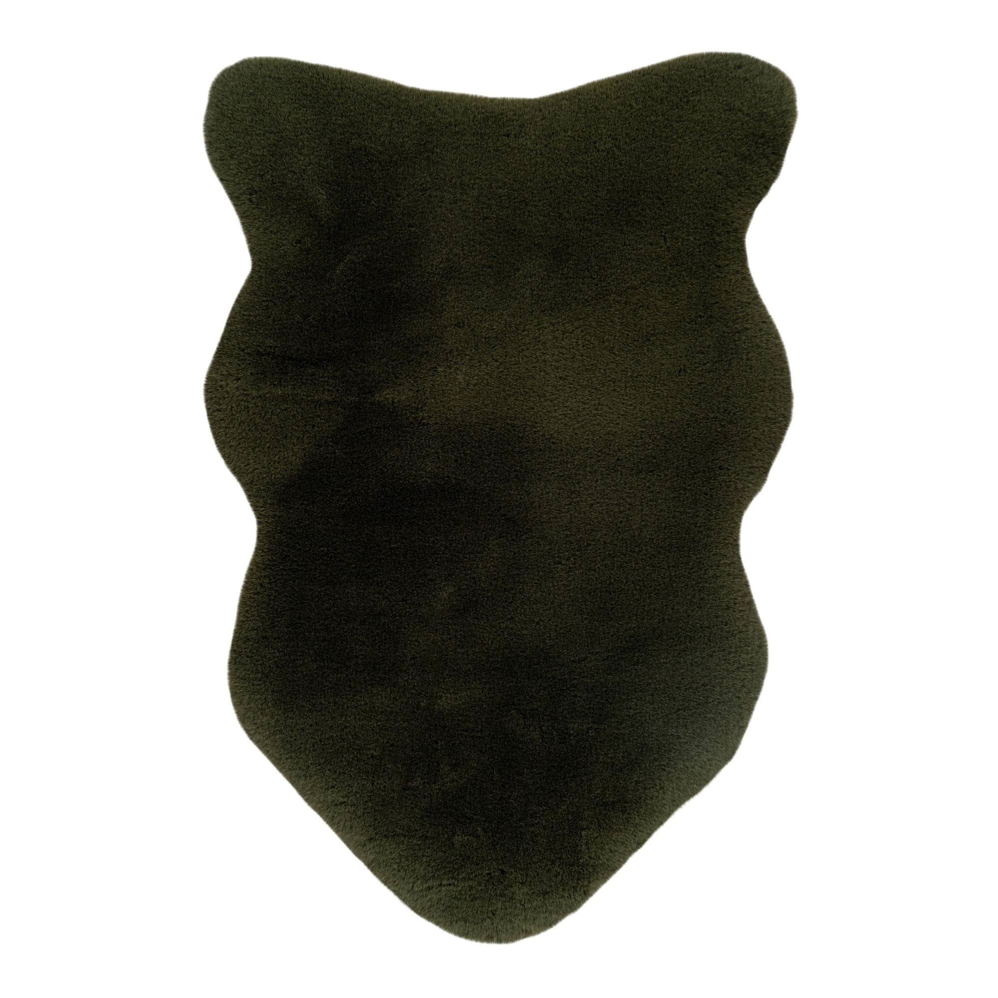 Fellteppich HEAVEN, GMD Living, Fellförmig, Höhe: 35 mm, flauschiger Kunstfell-Teppich, 60 x 90 cm basil (dunkelgrün)