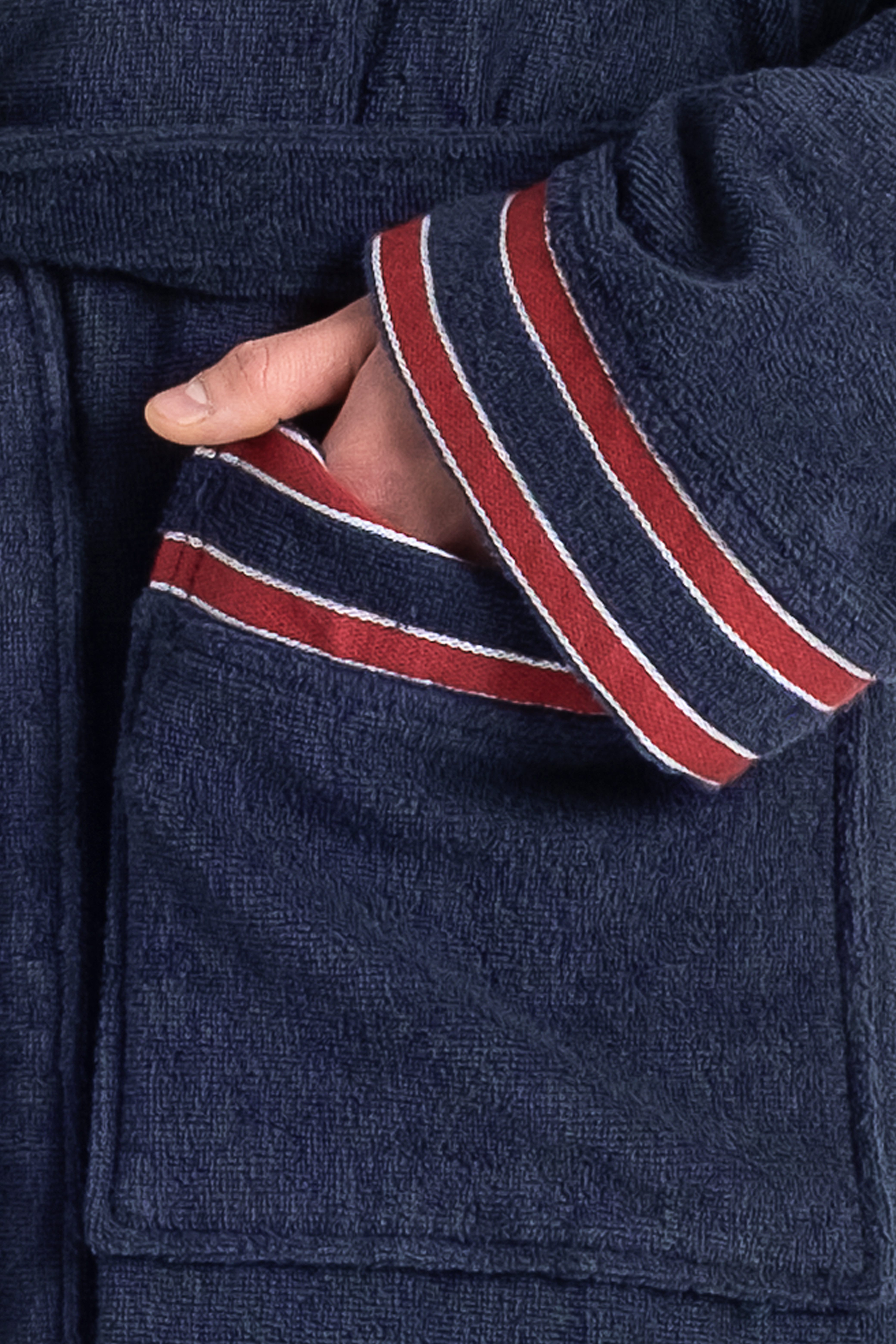Bruno Banani Herrenbademantel Roy, ideal für Sauna & Spa, Standardlänge & Überlänge, Langform, Walkfrottee, Kimono-Kragen, Gürtel, farblich abgesetzten Streifen, Bademantel, S-3XL, auch in extra lang