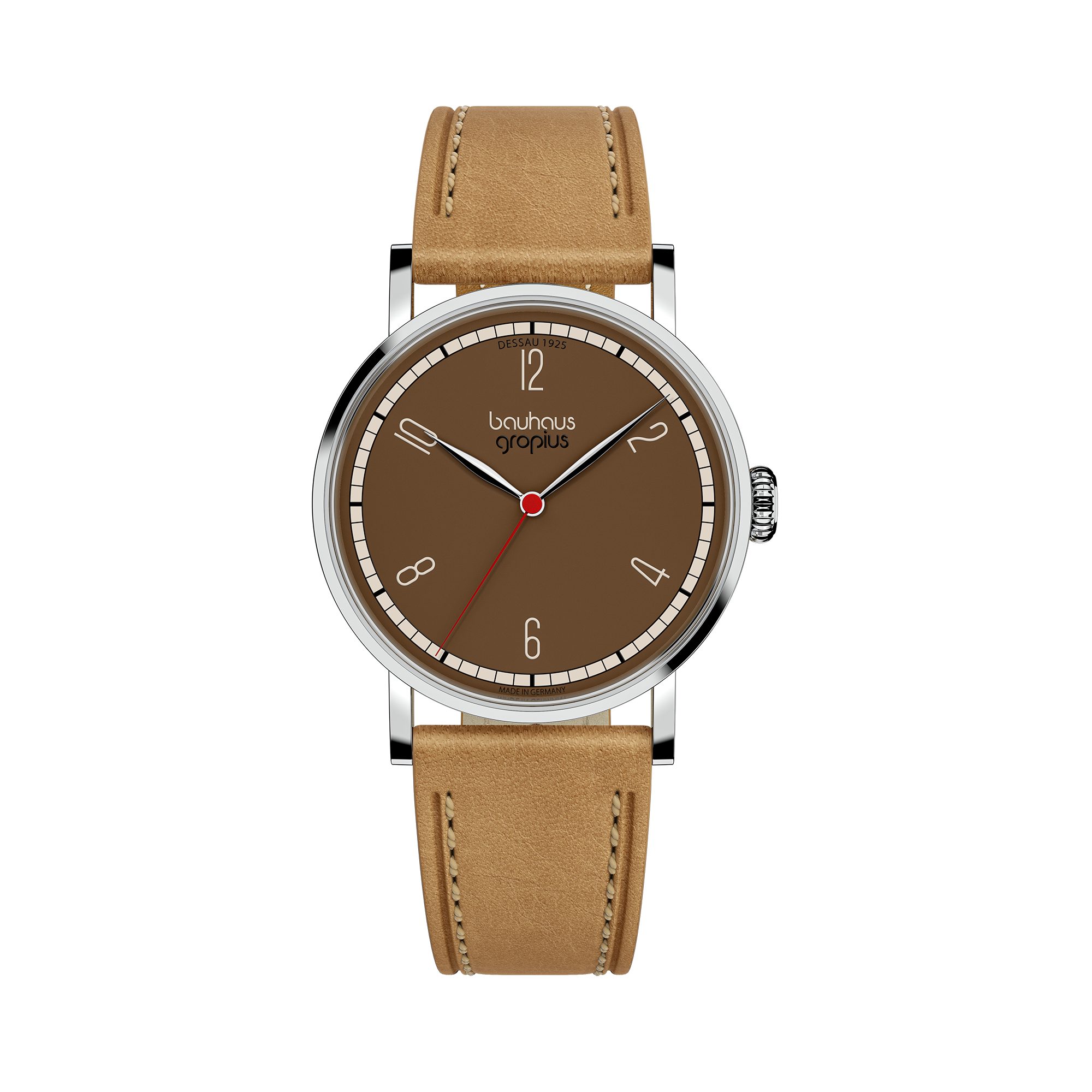 Walter Gropius Quarzuhr Damenuhr, Made in Germany, Saphirglas, Frauen am Bauhaus - WGNL 001-06, Designeruhr, Lederarmband mit Easy-Release System, Edelstahlgehäuse