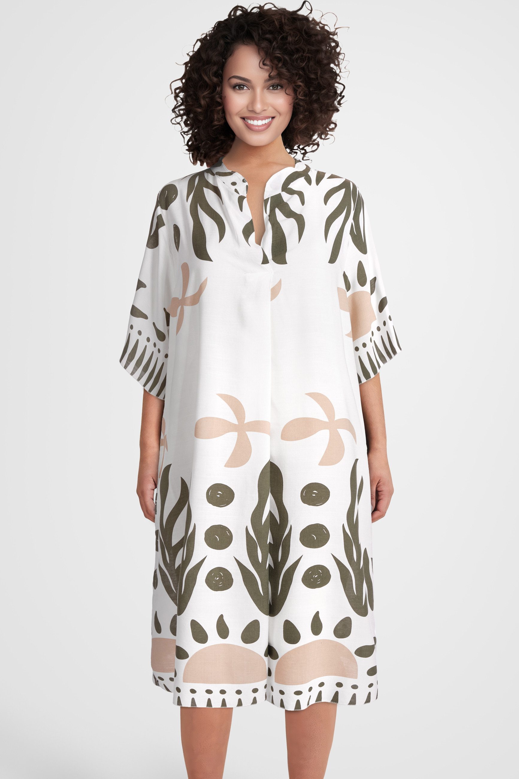 PEKIVESSA Sommerkleid Weites Blusenkleid wadenlang kurzarm günstig online kaufen