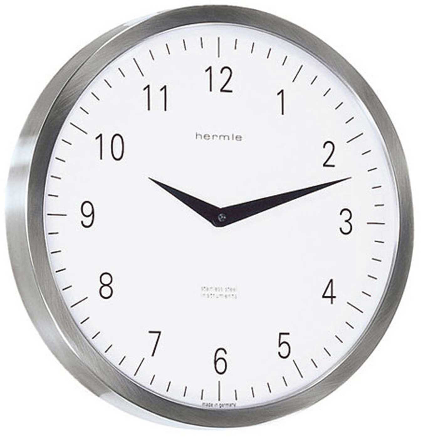 Hermle Wanduhr Bahnhofsuhr Funkwerk Edelstahl - Hermle Modell: 30466-000870