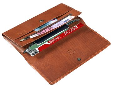 Benthill Brieftasche Echt Leder Reisebrieftasche Schmale Dokumententasche RFID Slim Wallet, RFID-Schutz Kartenfächer Münzfach