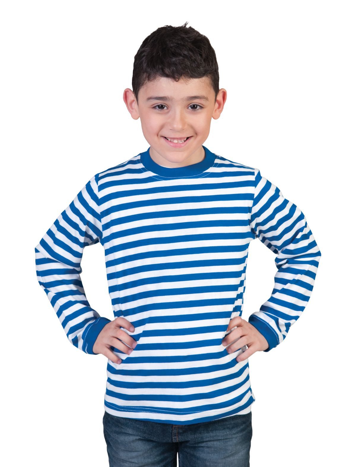 Kostüm Ringelshirt Kind blau-weiss
