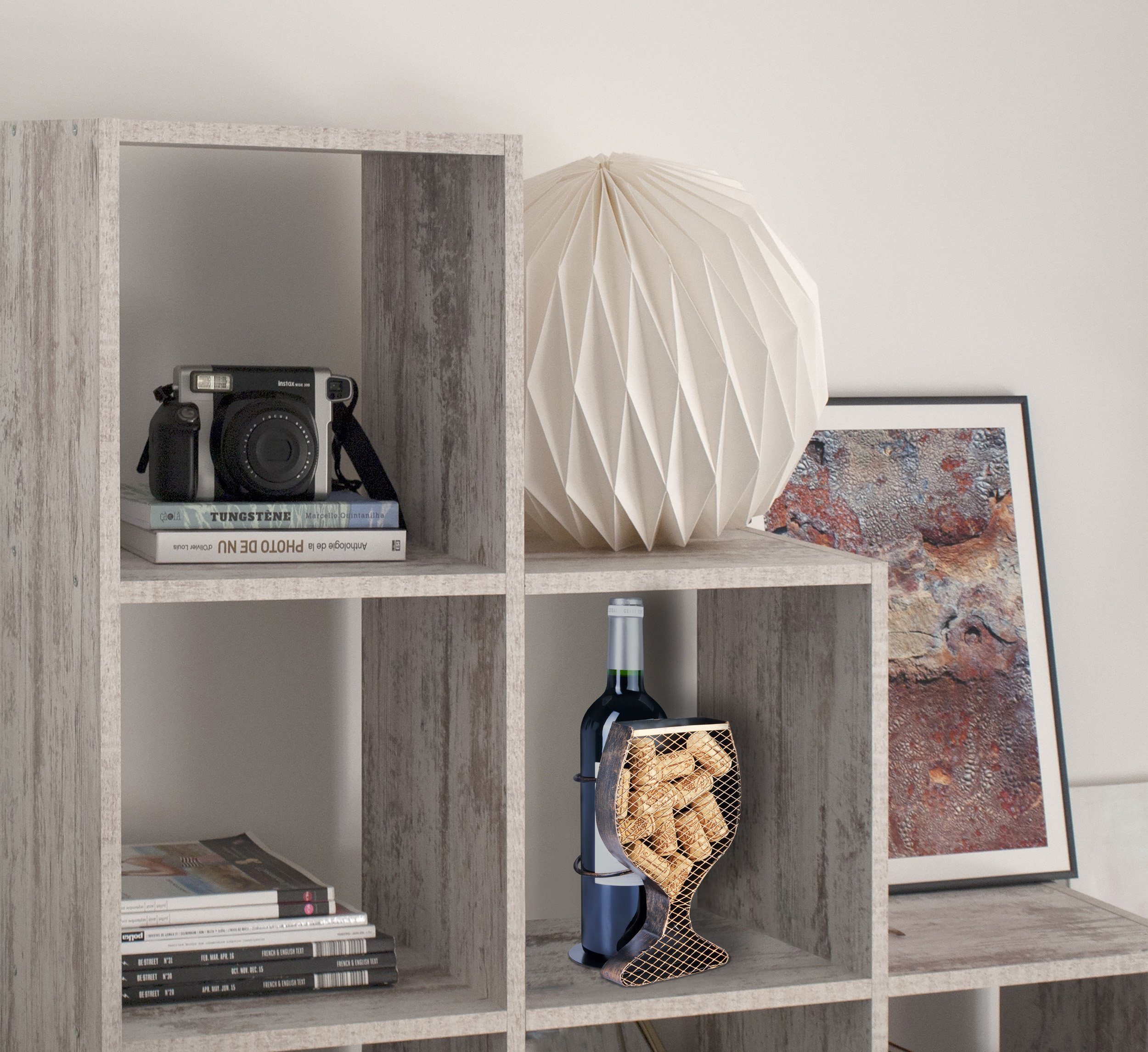 BRUBAKER Weinflaschenhalter Weinglas Metall Dekoration mit Sammelbox für We günstig online kaufen