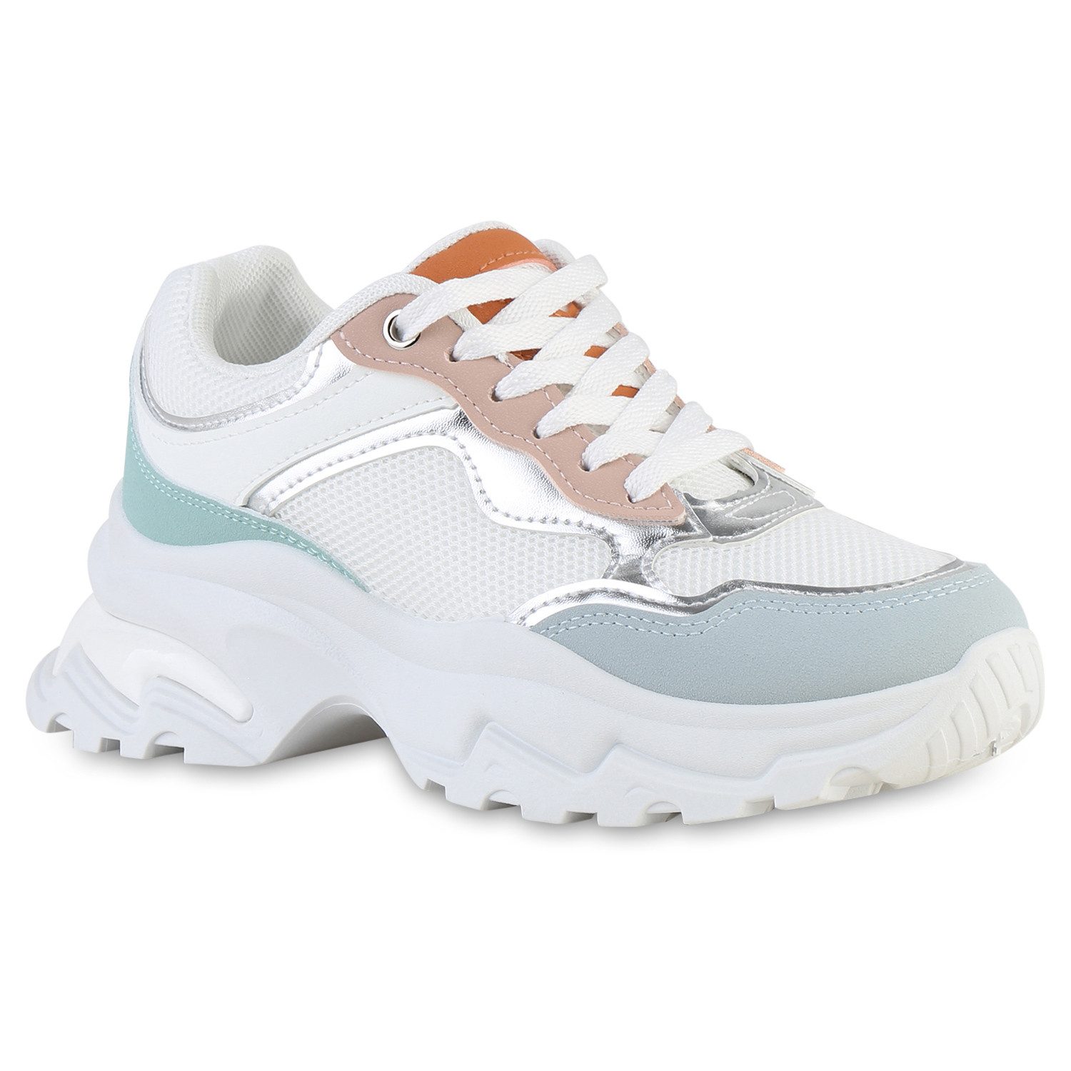 VAN HILL 841536 Plateausneaker Damen Plateau Sneaker Schnürer Metallic Prof günstig online kaufen
