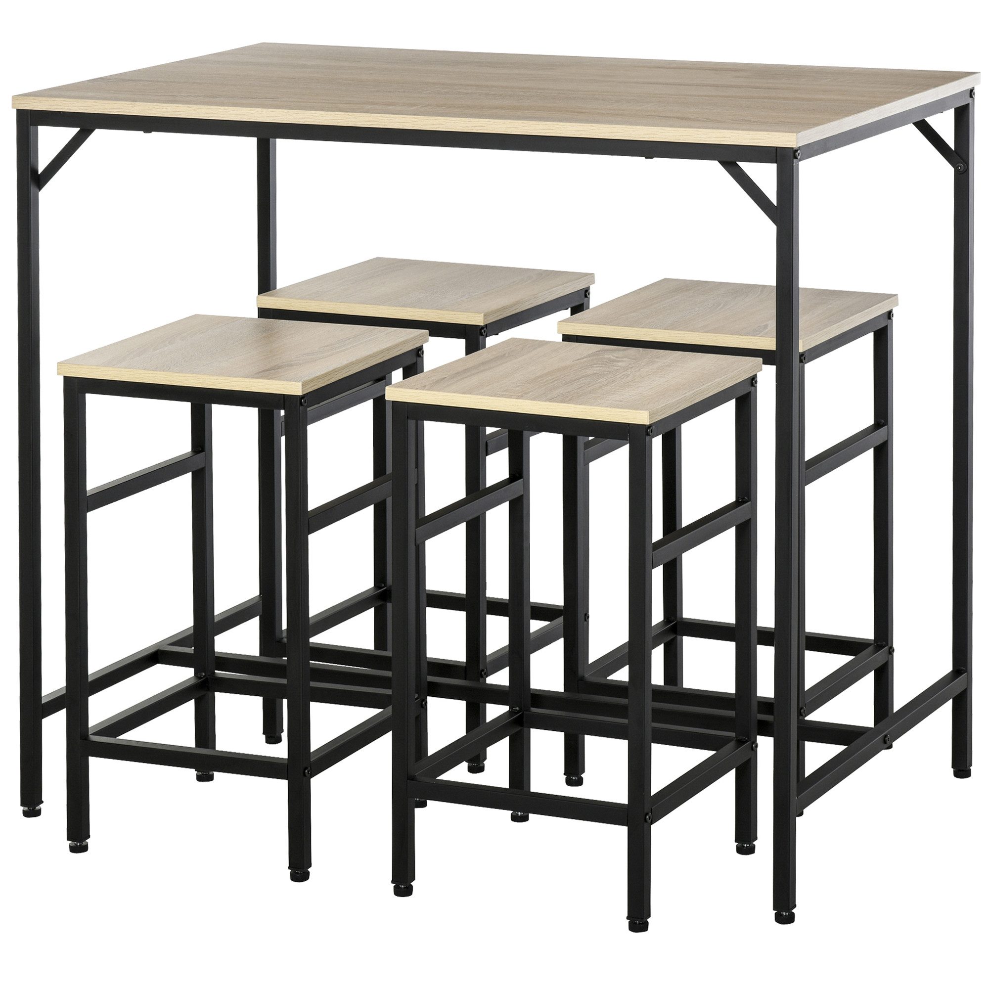 HOMCOM Bargruppe Bartisch mit Barhocker Set günstig online kaufen