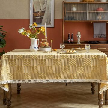 AUKUU Tischdecke Jacquard Jacquard Tischdecke einfarbig Quasten Tischdecke für, Zuhause Esstisch Couchtisch