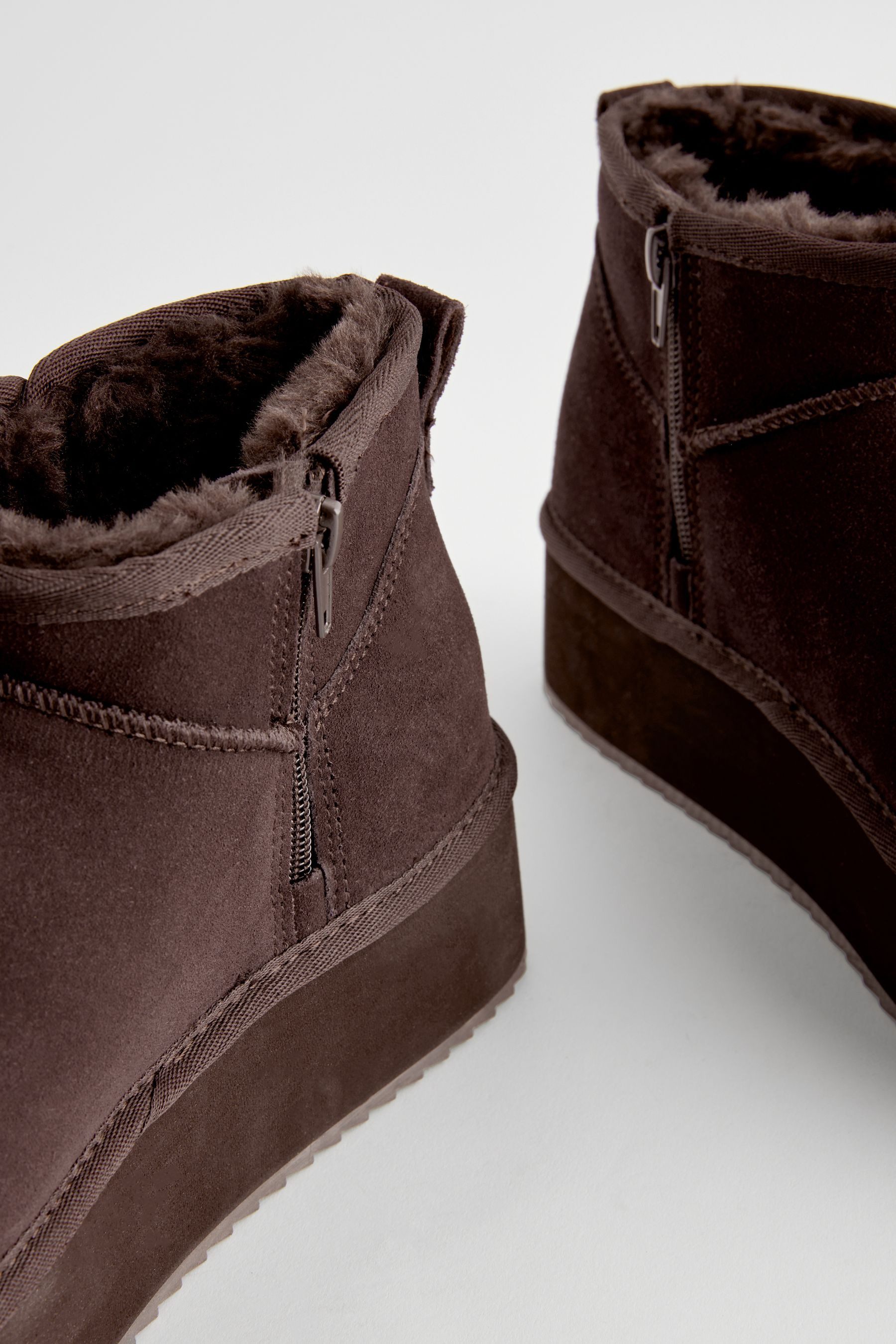 Next Regenabweisende Plateaustiefel mit Kunstfellfutter Stiefelette günstig online kaufen