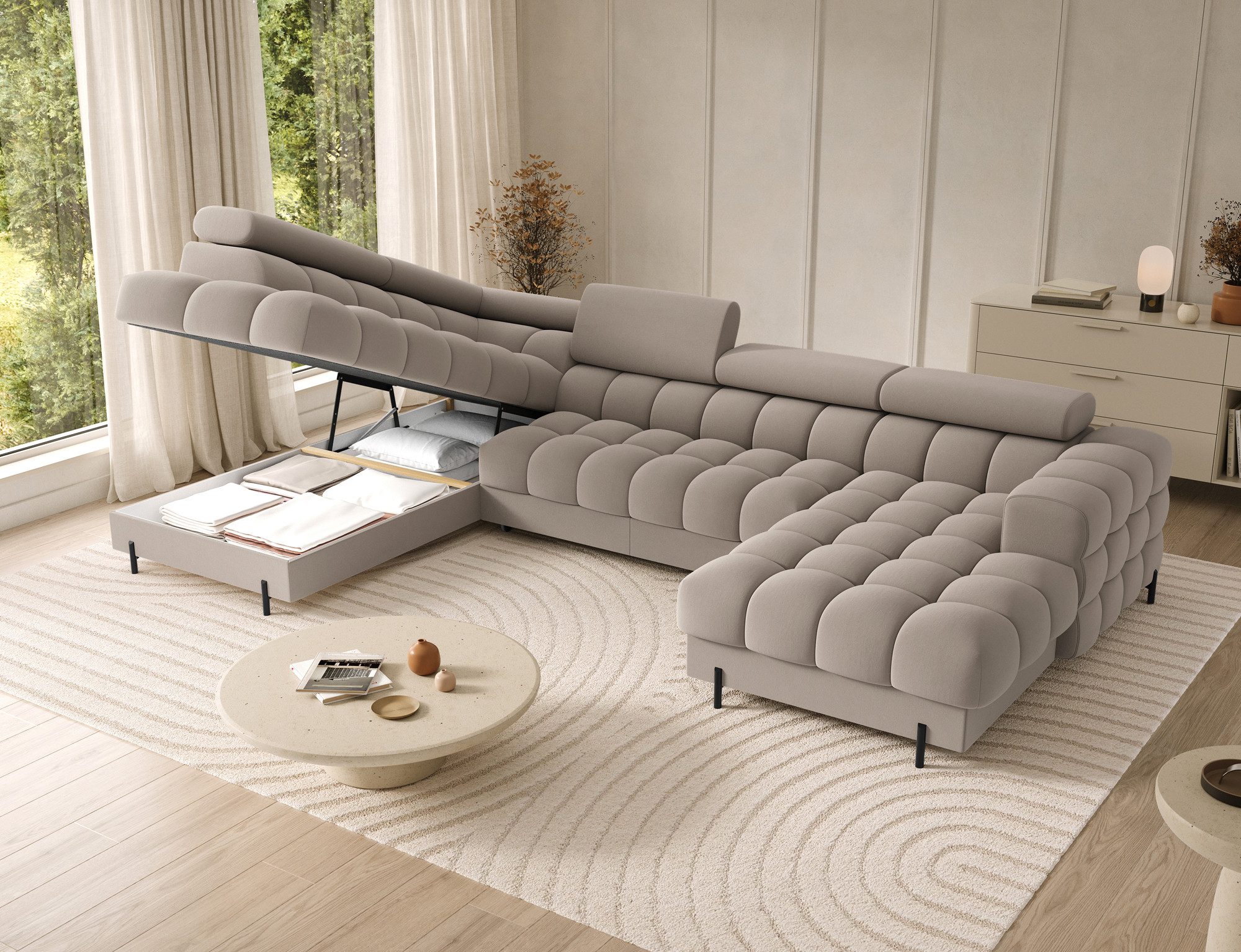 Lukas Möbel Wohnlandschaft Deisgner XXL-Sofa in U-Form Falco mit Schlaffunk günstig online kaufen