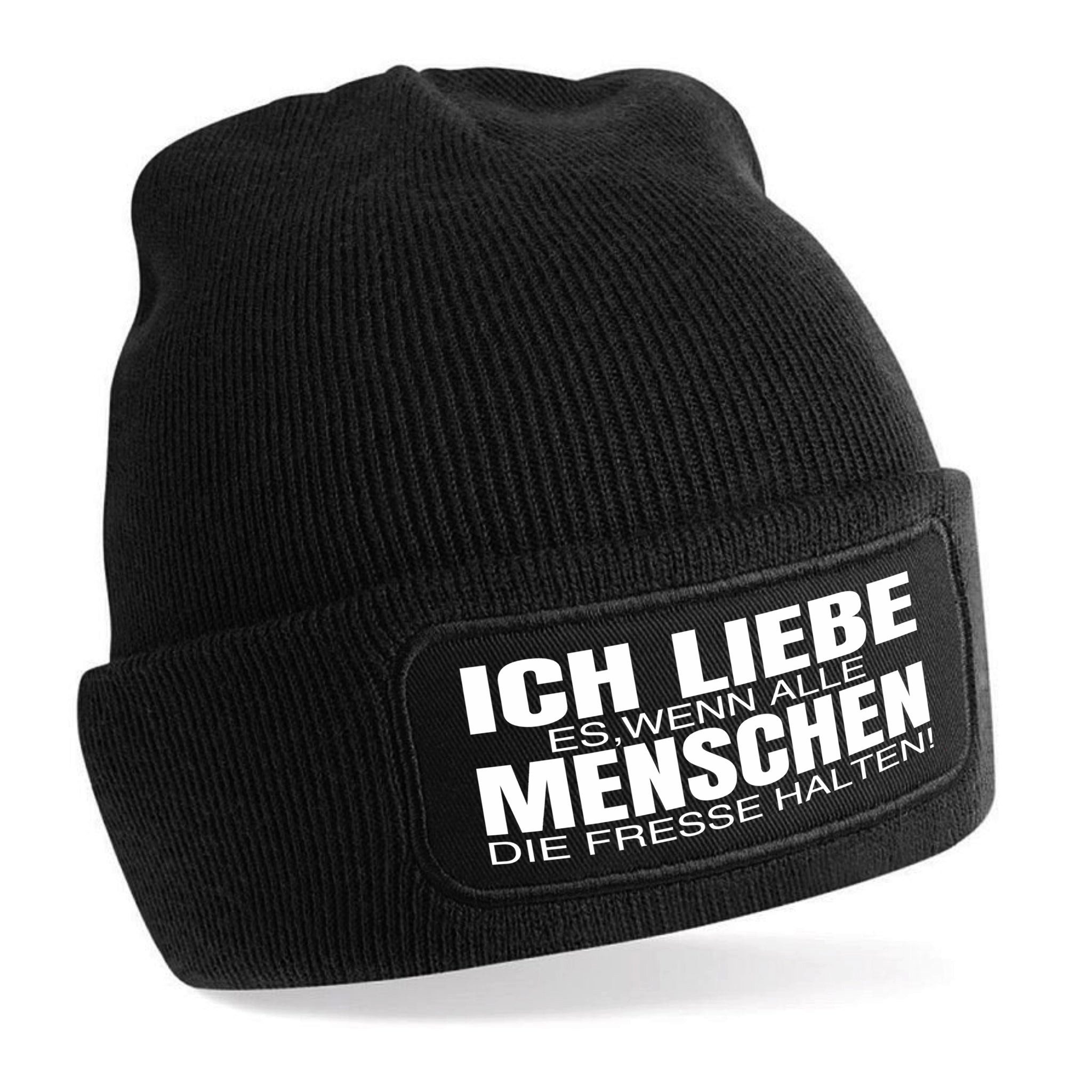 Herzbotschaft Beanie Strickmütze mit Spruch ICH LIEBE ES WENN ALLE MENSCHEN günstig online kaufen